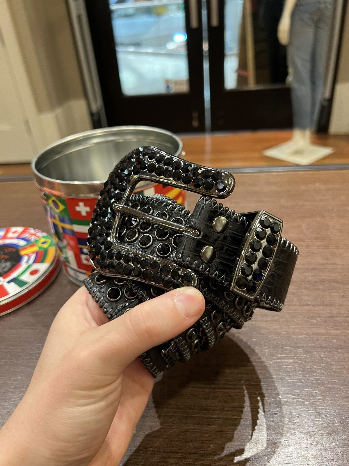 B.B. Simon Black Croc-Embossed Leather Belt with Ornate Silver Buckle Two Icons. One Statement. ? Pelle Pelle enters a bold new  main image 2
