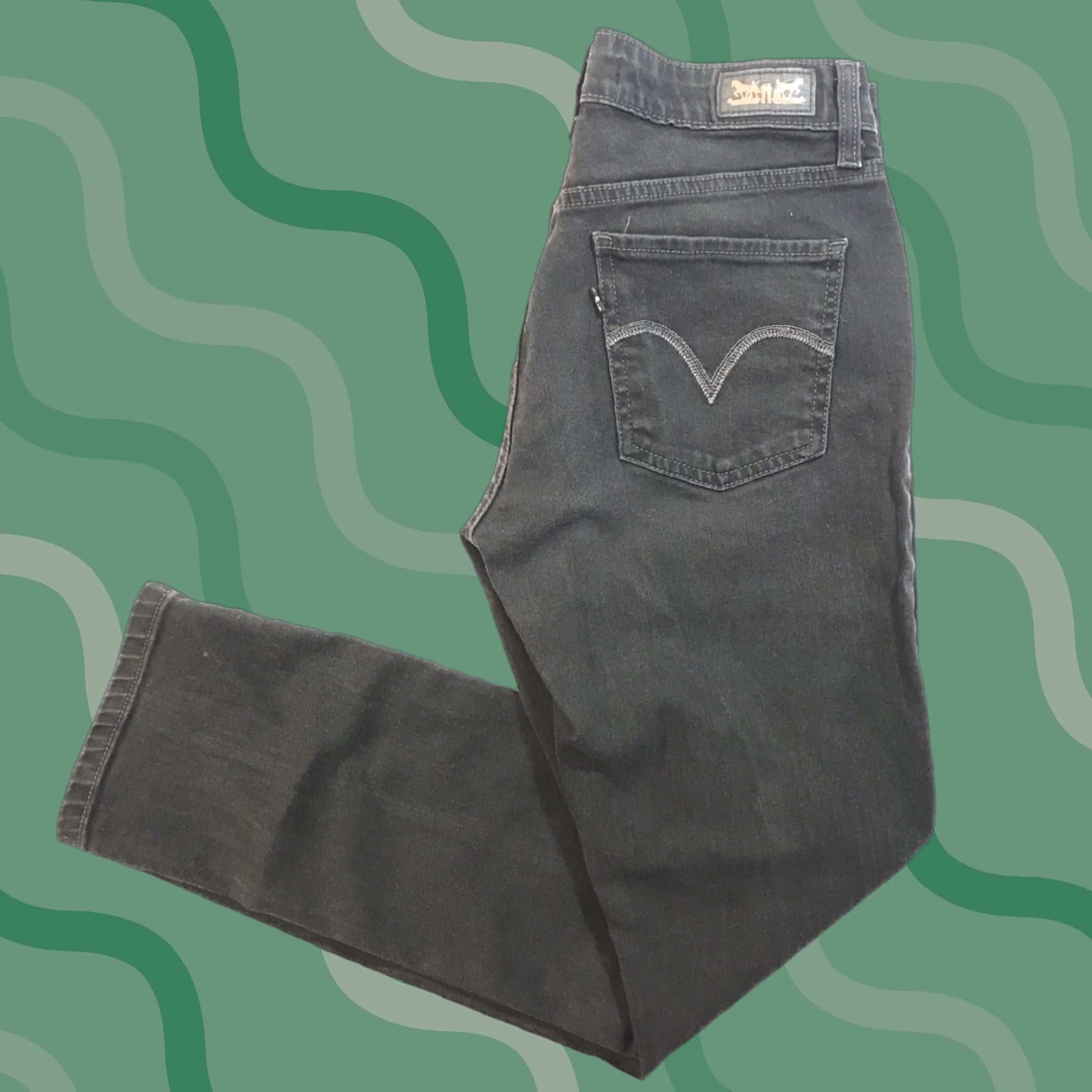 Denime Levis Womens Jeans Black Denim Dark Wash Mid Rise Skinny Leg Stretch Sz 29 x 30 Jegging 5-Pocket Design Size 29" - 1 Thumbnail
