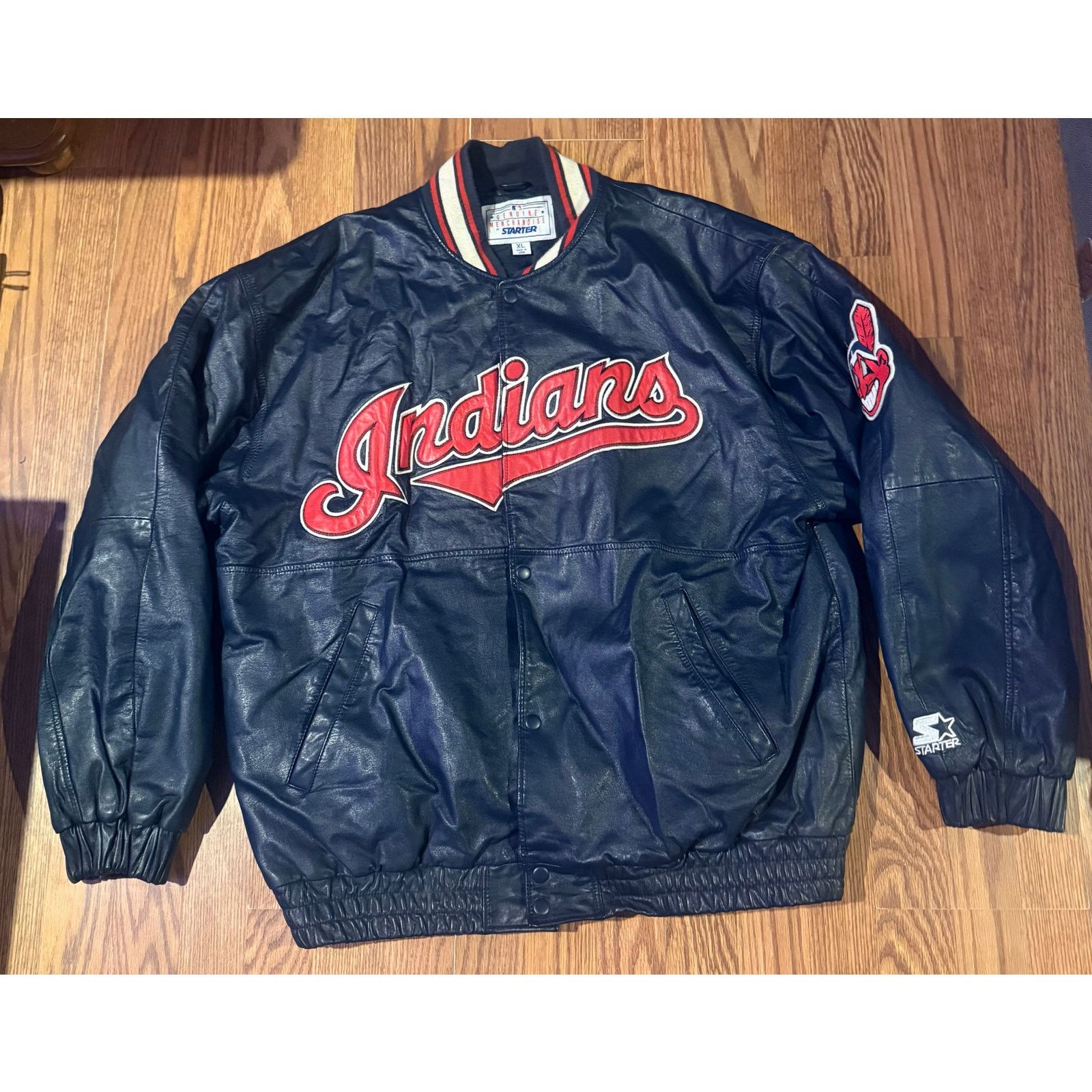Starter Vintage Starter Cleveland Indians Leather Jacket (XL) Size US XL / EU 56 / 4 - 1 Thumbnail