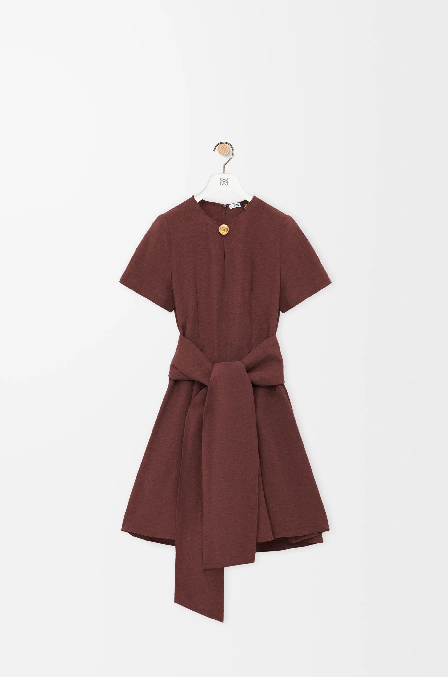 Loewe o1in1g0426 Pebble Dress in Viscose And Linen in Coffee Size XL / US 12-14 / IT 48-50 - 1 Thumbnail