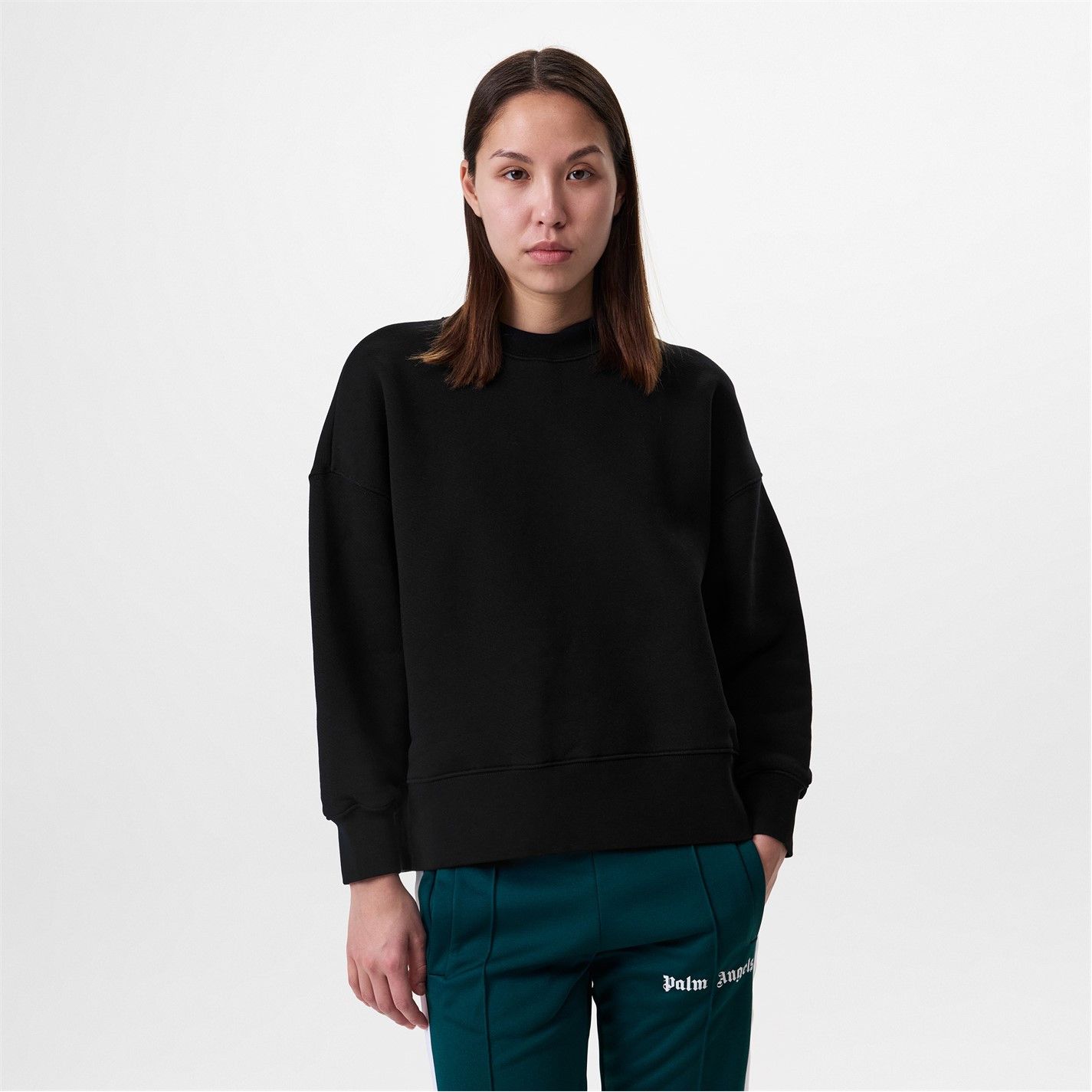 Palm Angels o1g2r1mq0325 Classic Curved Logo Crew Neck Sweater in Black Size XS / US 0-2 / IT 36-38 - 2 Thumbnail