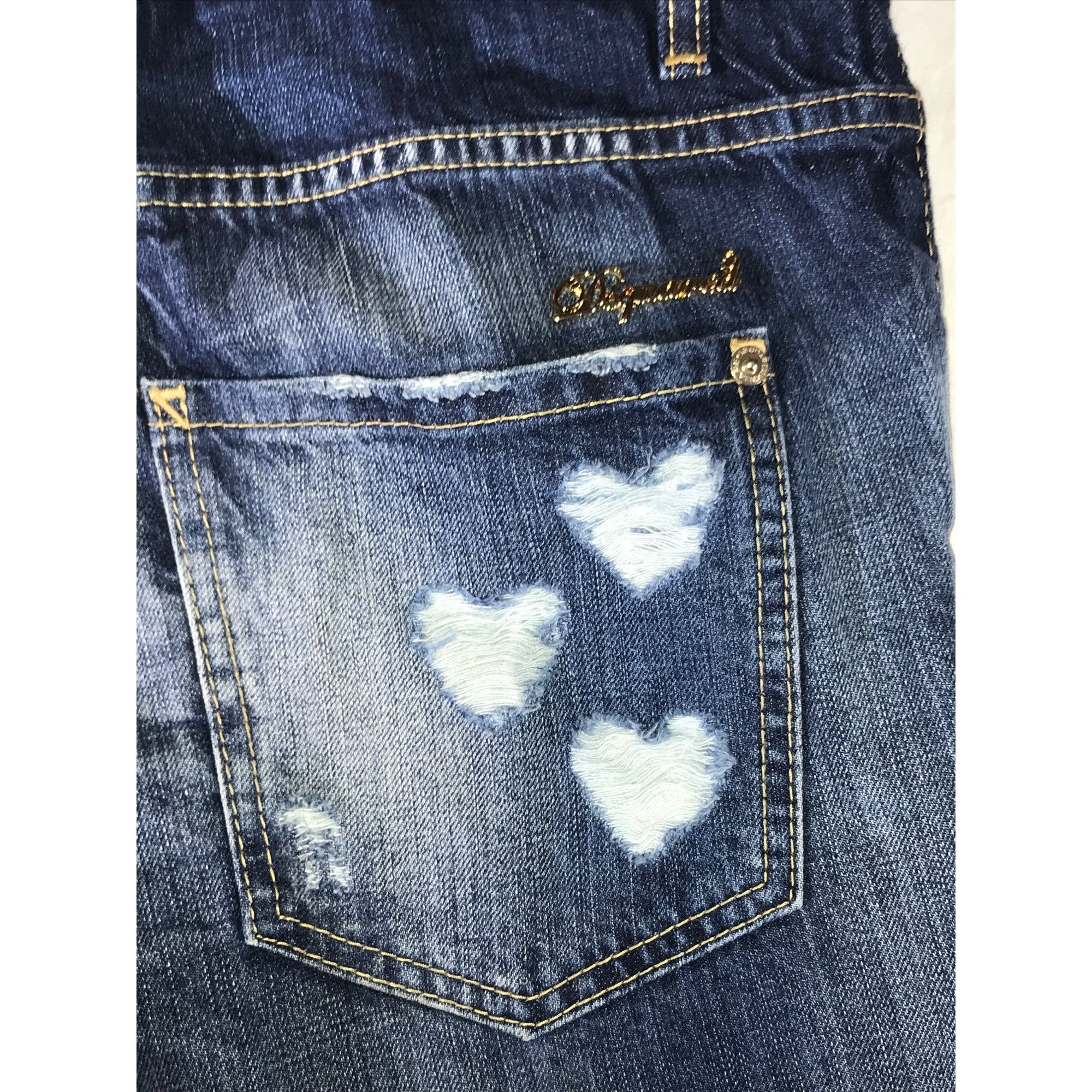 Dsquared2 Dsquared2 Women's Blue Distressed Heart-Patterned Boho Jeans Size 36" / US 14 / IT 50 - 3 Thumbnail