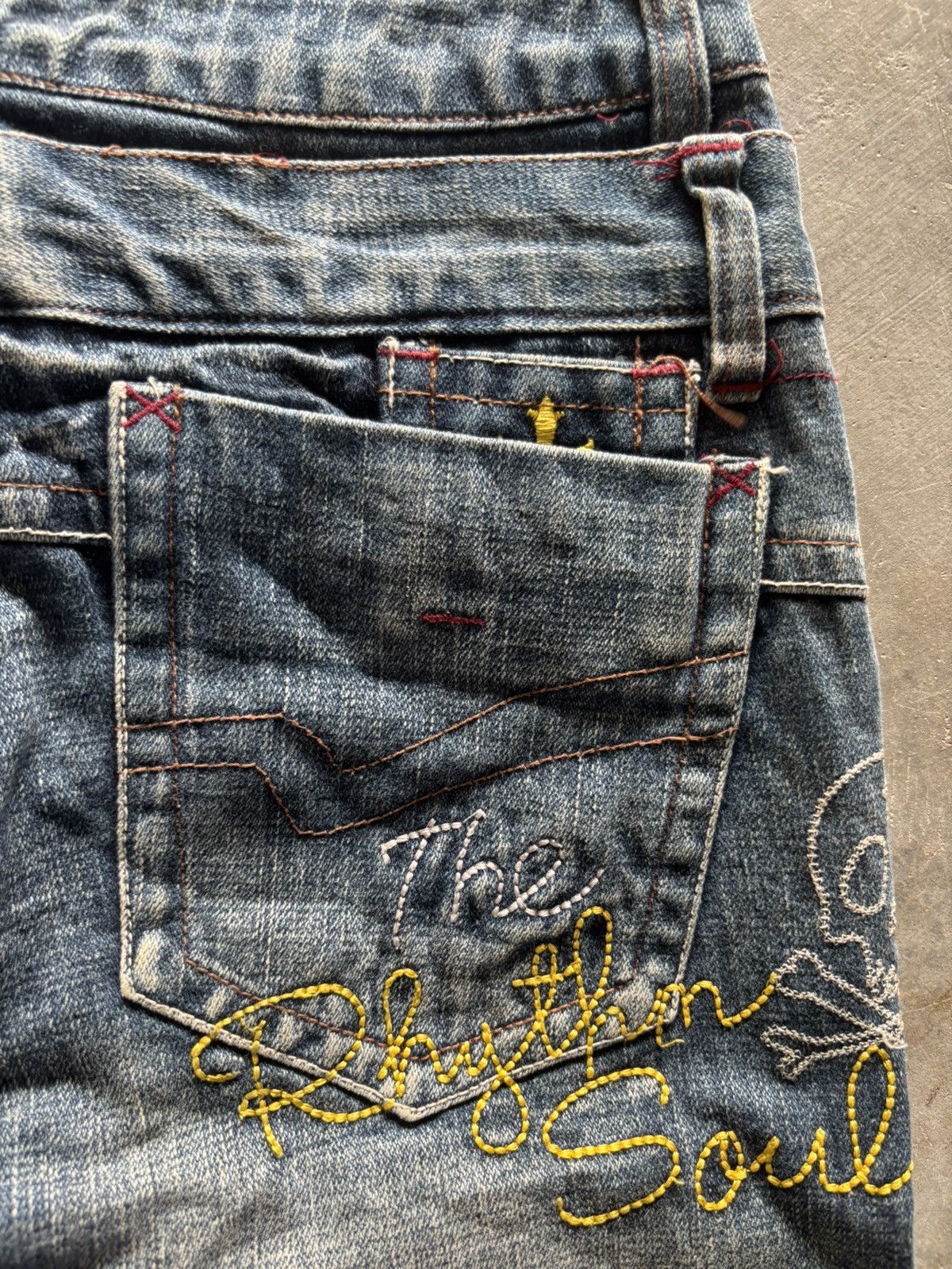 If Six Was Nine CRAZY DOUBLE WAIST JAPANESE DENIM WITH SIDE SKULL EMBROIDERY Size US 32 / EU 48 - 15 Thumbnail
