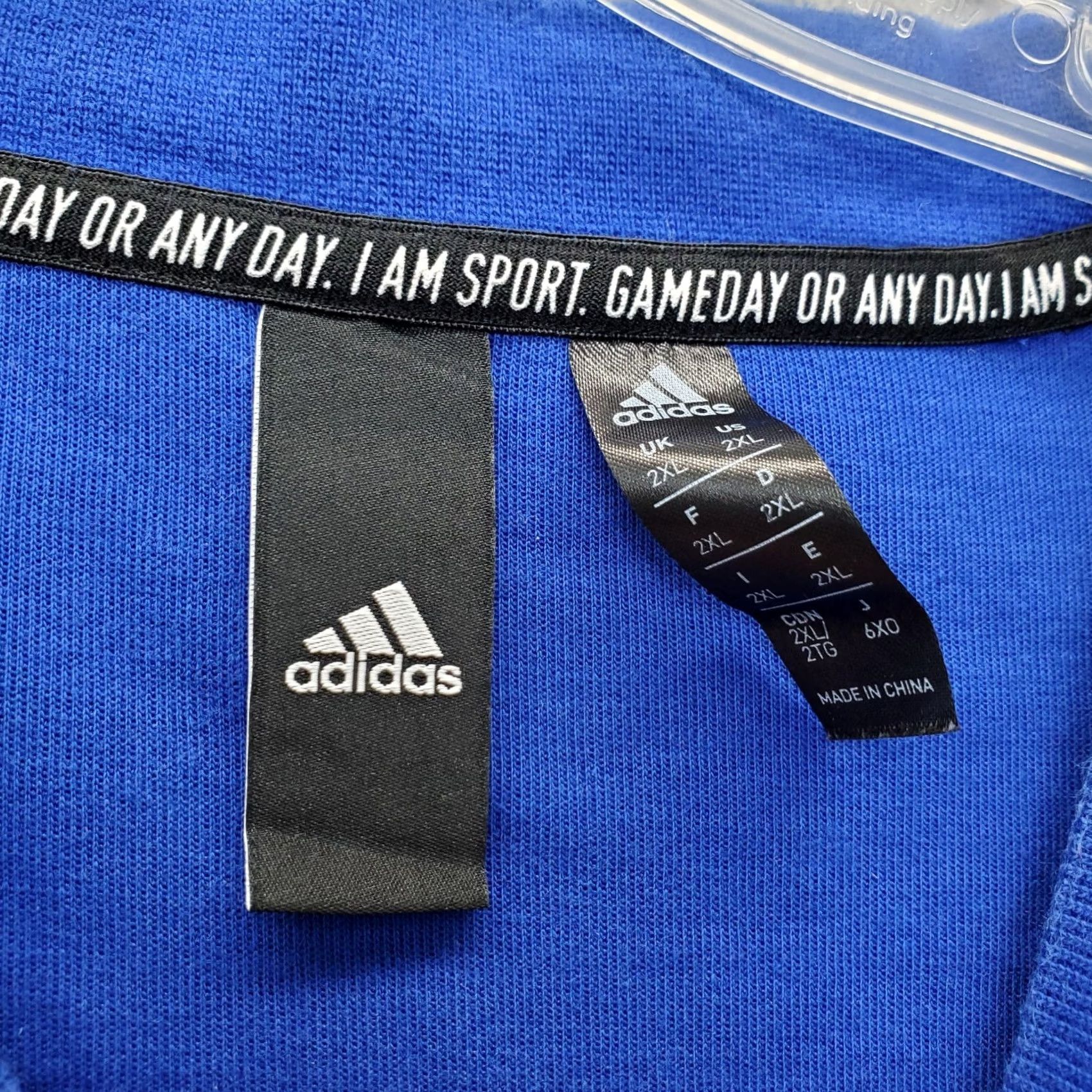 Adidas Adidas Sweatshirt Mens 2XL Blue Elastic Cuff & Hem White Stripes Spellout Logo Shirt Mens 2XL Blue Adidas Sweatshirt Logo Size US XXL / EU 58 / 5 - 5 Thumbnail