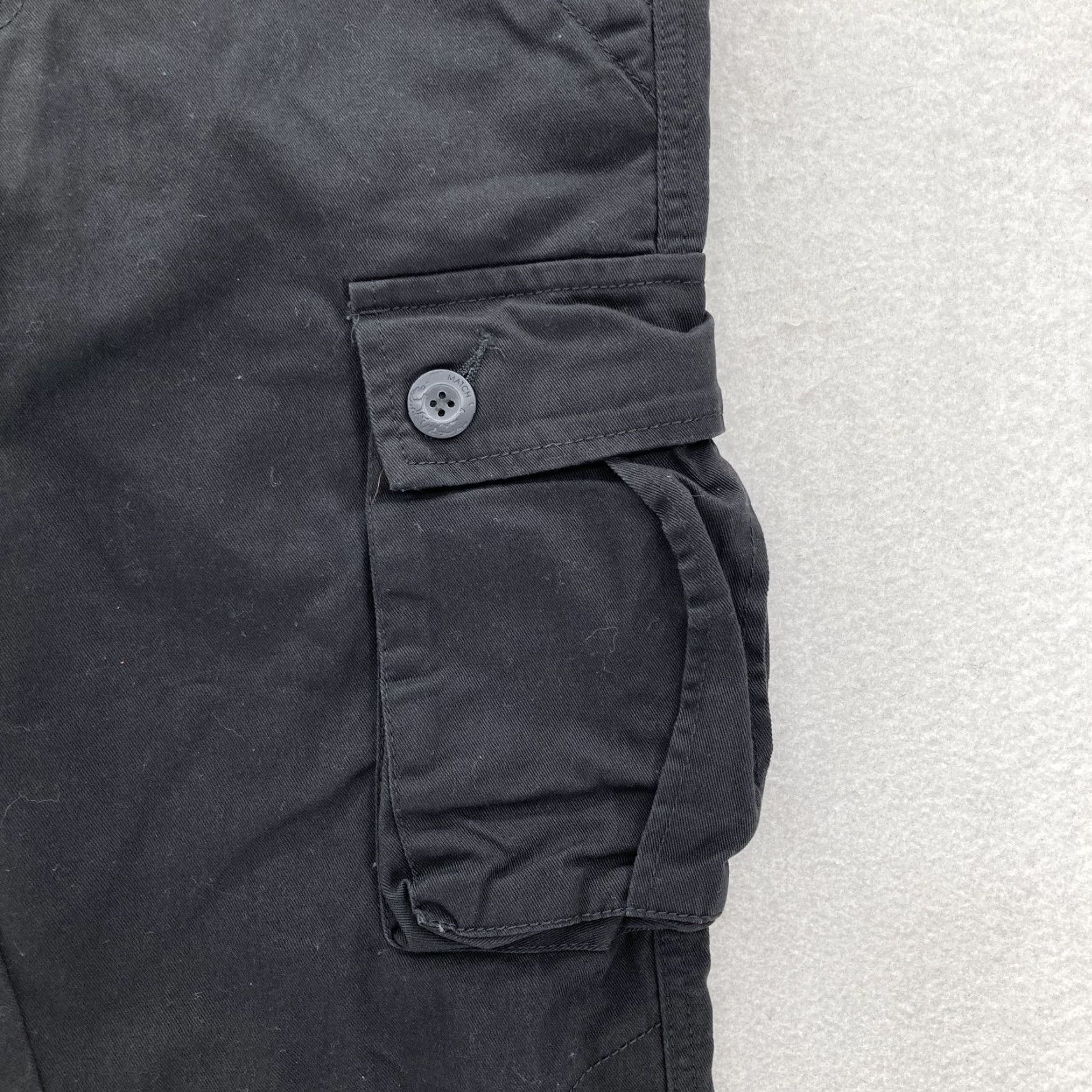 Vintage Matchstick Cargo Pants Mens Medium Utility Pockets Black Cotton 30in Inseam Canvas Workwear Outdoor Hiking Y2K Cargo Pants Mens Black Size US 31 - 3 Thumbnail