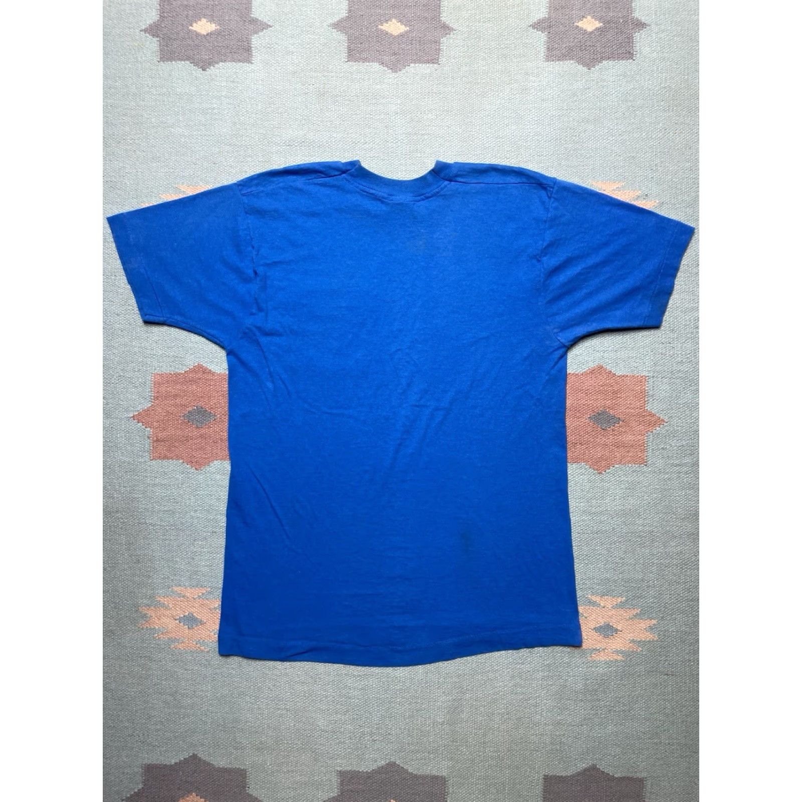 Fruit Of The Loom VINTAGE Fruit of the Loom T-Shirt Pocket 80s Blue Cotton Large Mens Shirt Size US L / EU 52-54 / 3 - 7 Thumbnail