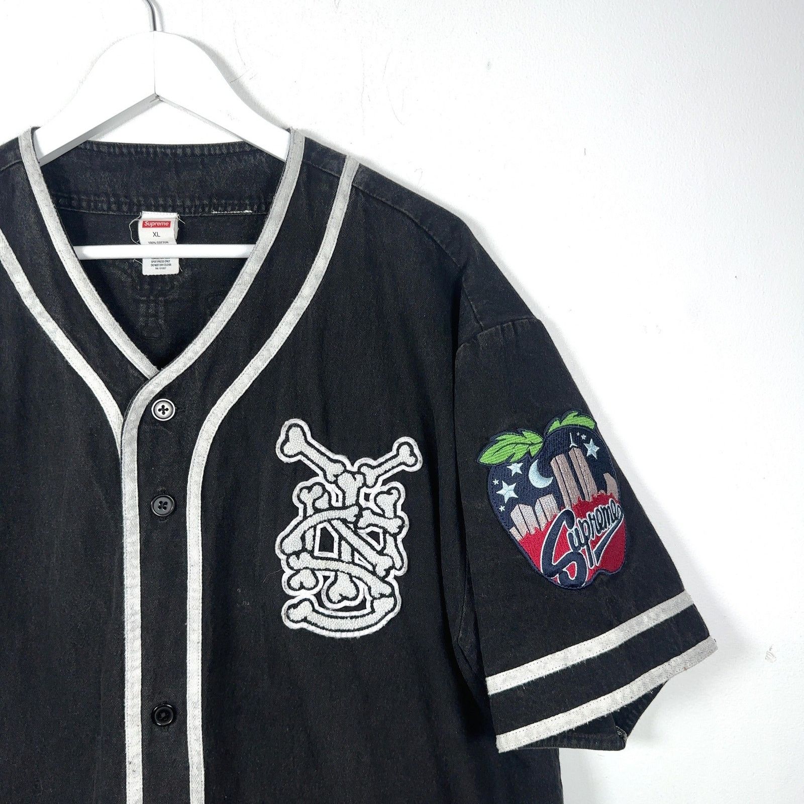 Supreme Supreme Denim Patchwork Baseball Jersey Shirt Size US XL / EU 56 / 4 - 2 Thumbnail