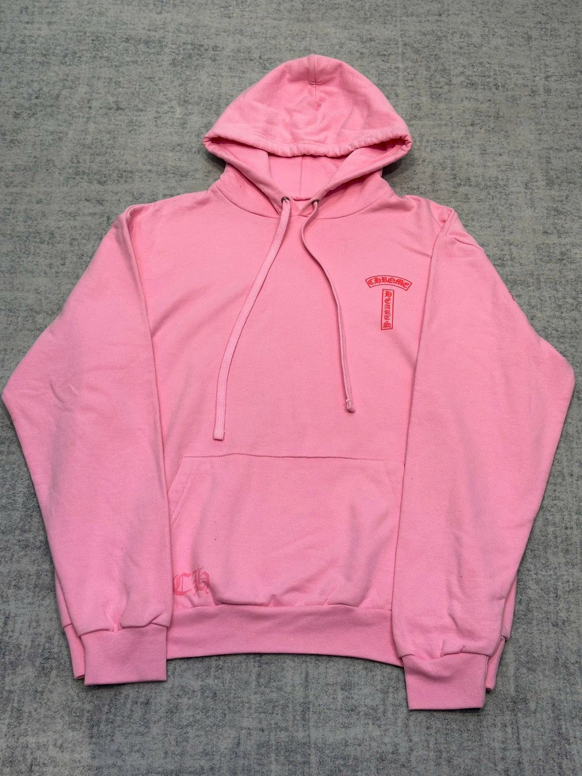 【Chrome Hearts】 Back USA Script Logo Hoodie Pink Chrome Hearts Pink Glitter Script Horseshoe Hoodie Black