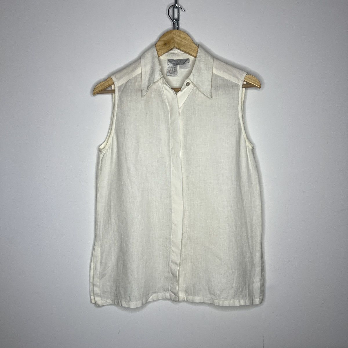 Designer × Max Mara MaxMara Linen Button Up Shirt White Top Blouse Size M / US 6-8 / IT 42-44 - 1 Thumbnail