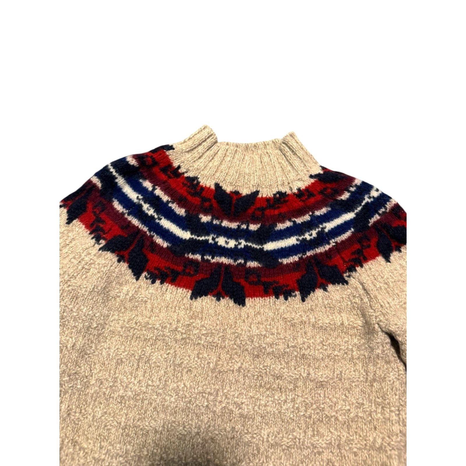 Polo Ralph Lauren Polo Ralph Lauren Nordic Sweater Women's XS/S Cropped Petite Wool Cotton Linen Mock Neck Long Sleeve Fair Isle Cable-Knit Size XS / US 0-2 / IT 36-38 - 3 Thumbnail