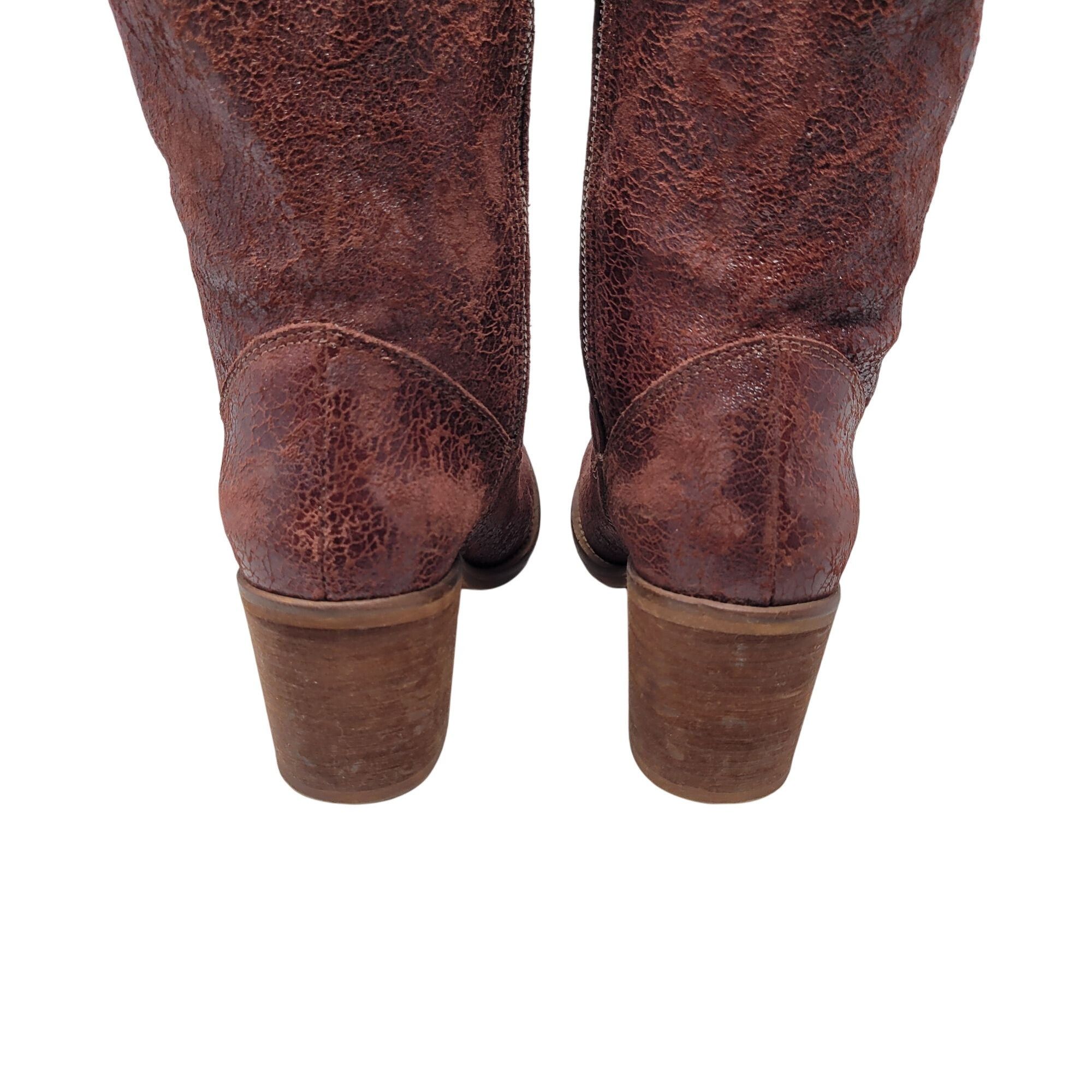 Vintage Veracruz Tala Crackle Boots Sz 37 Tall Distressed Leather Ox Size US 7 / IT 37 - 12 Thumbnail