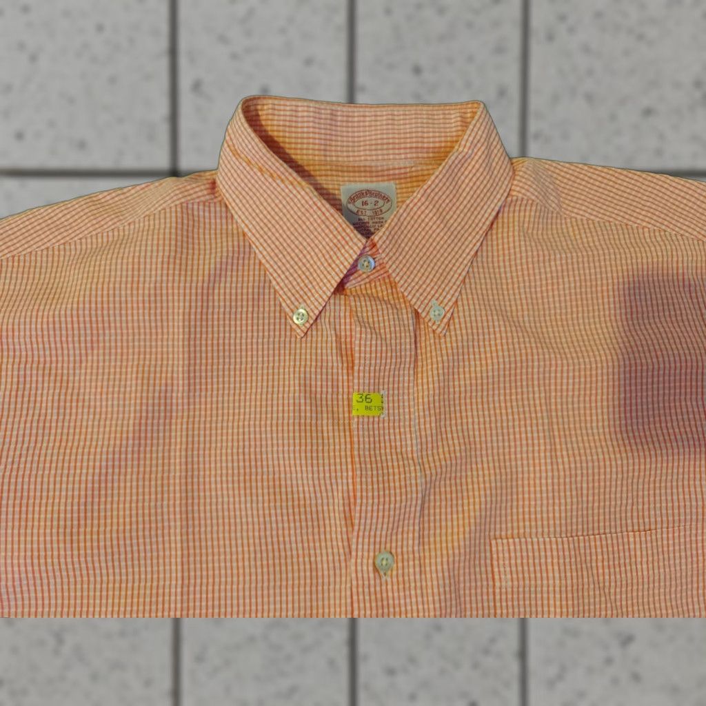 Brooks Brothers Brooks Brothers Dress Shirt 16 32 Orange Cotton Button Mens Shirt Size 42R - 1 Thumbnail