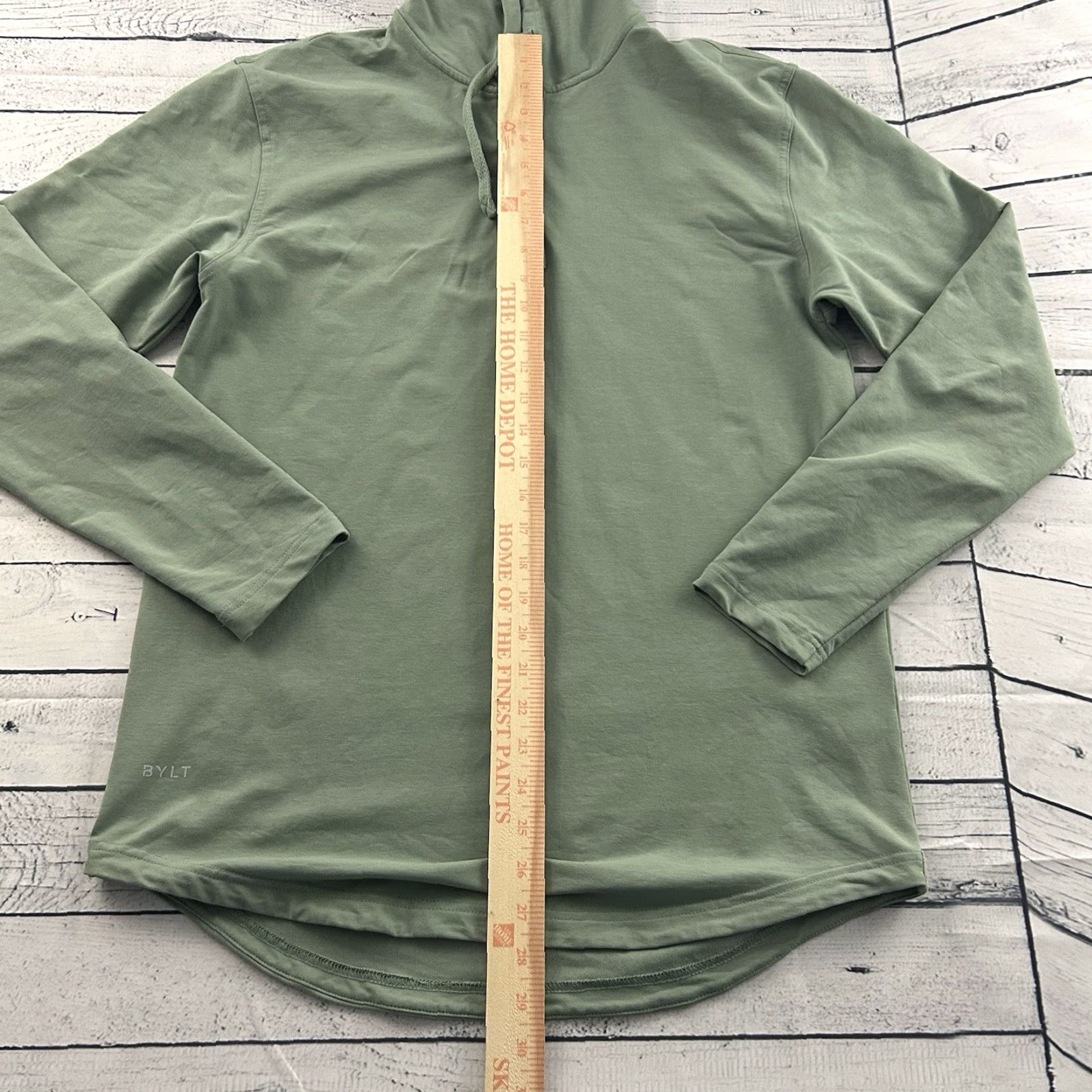 Vintage BYLT Drop Lux Hooded Henley Sweatshirt Men M Green Size US M / EU 48-50 / 2 - 2 Thumbnail