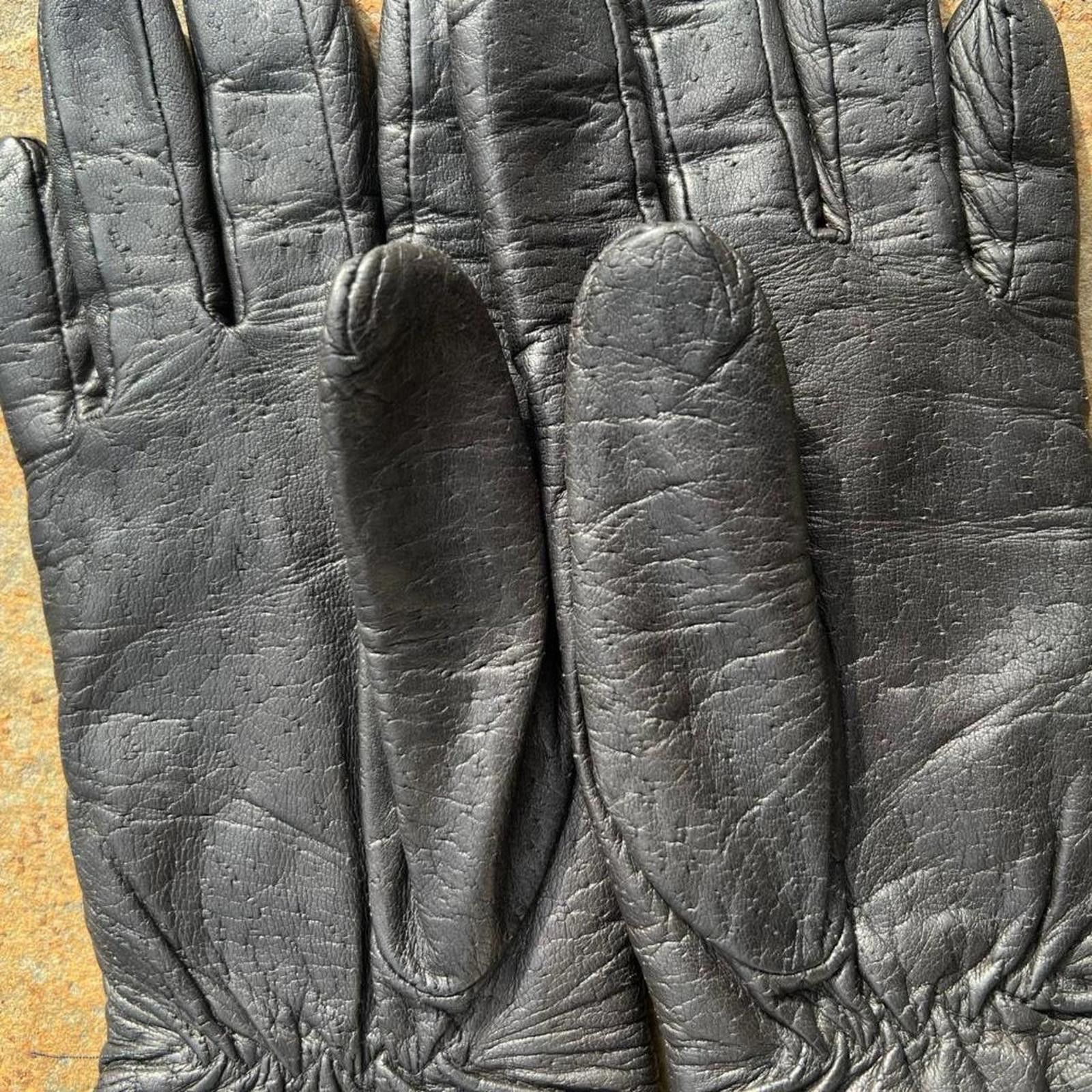 Vintage Vintage 90s Textured Black Leather Gloves Size ONE SIZE - 4 Thumbnail