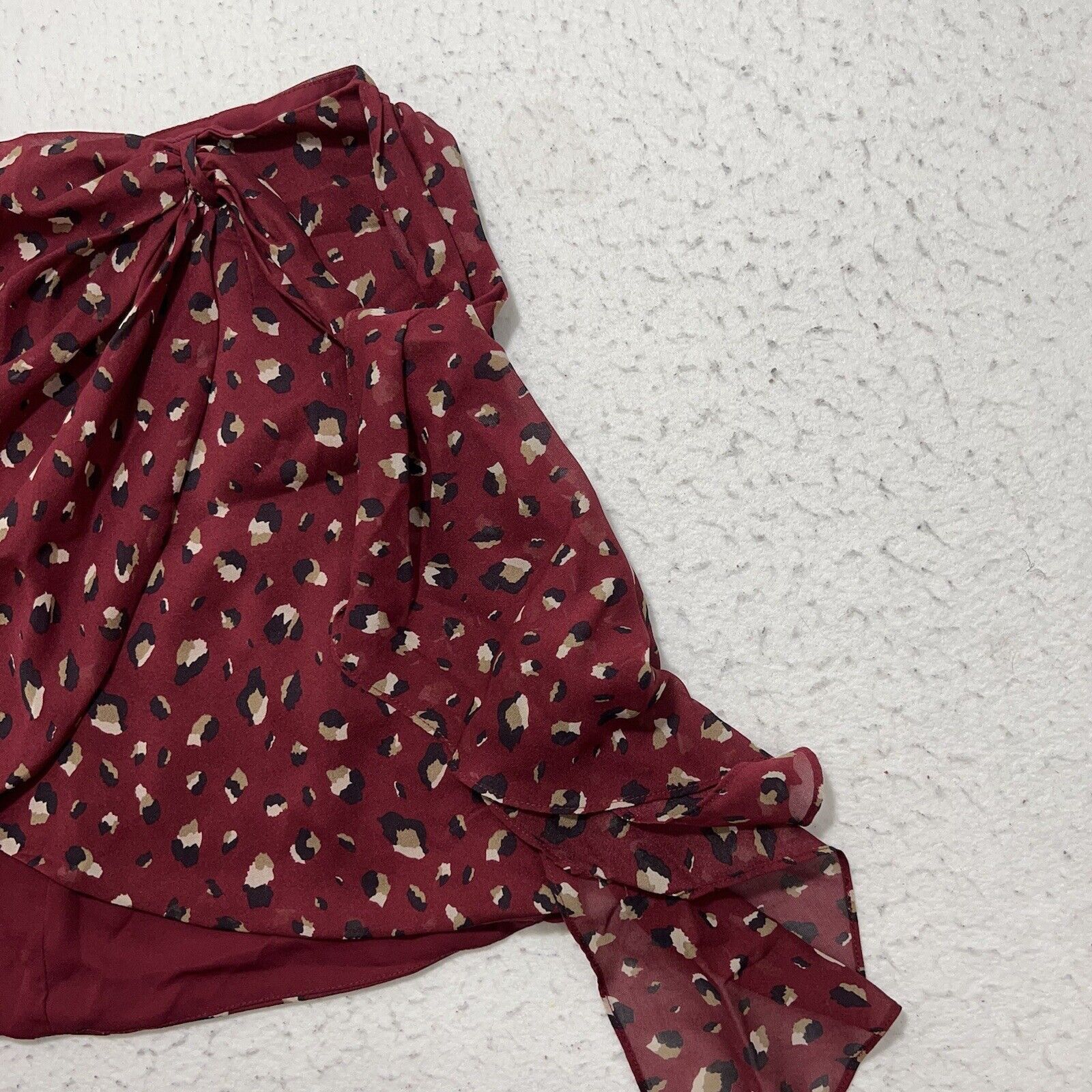 Other Bardot Maroon Animal Printed Side Tie Zip Up Chiffon Skirt Size 30" / US 8 / IT 44 - 5 Thumbnail