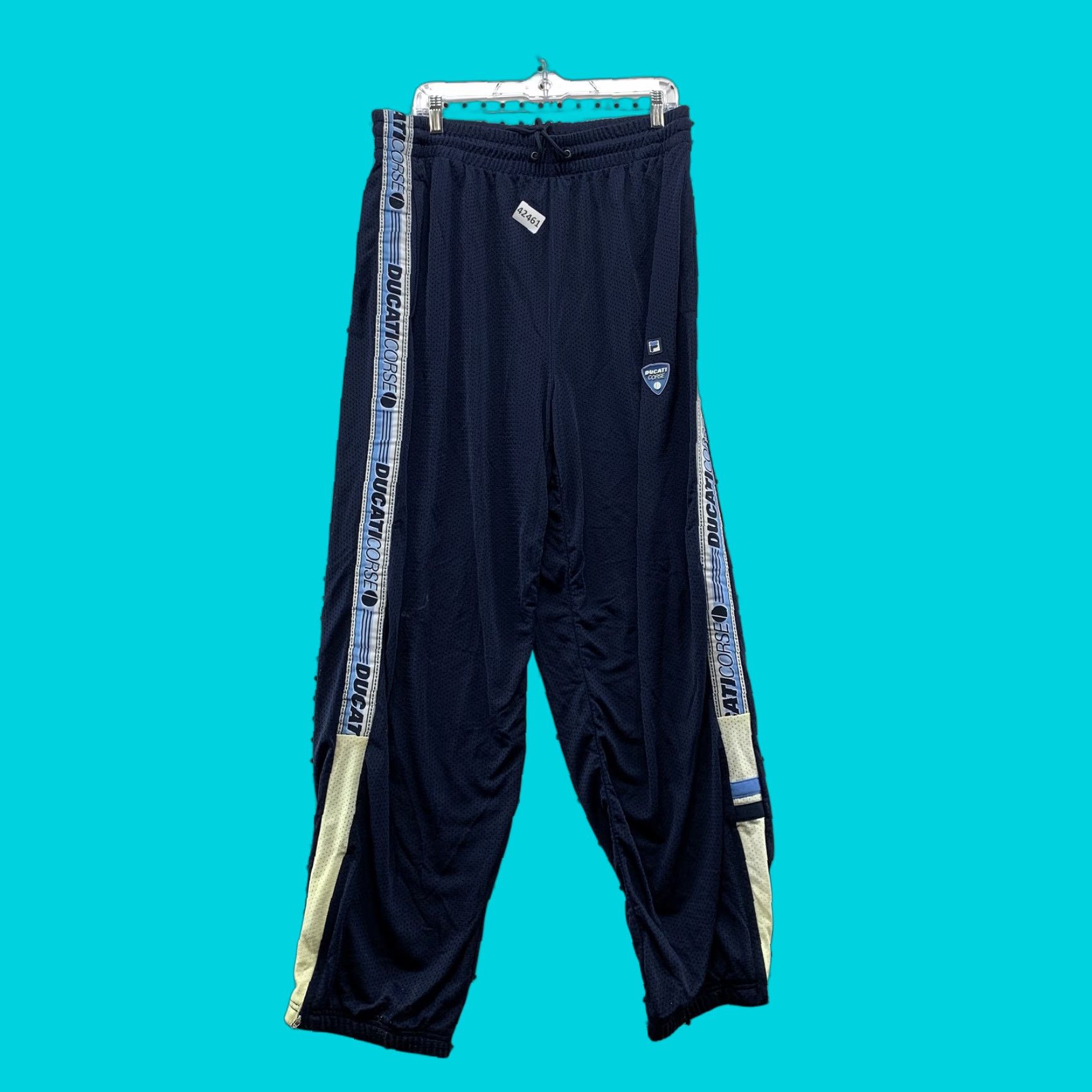 Fila VINTAGE FILA Ducati Corse Track Pants Mens XL Baggy Blue 34x32 Motorcycle Size US 33 - 1 Thumbnail