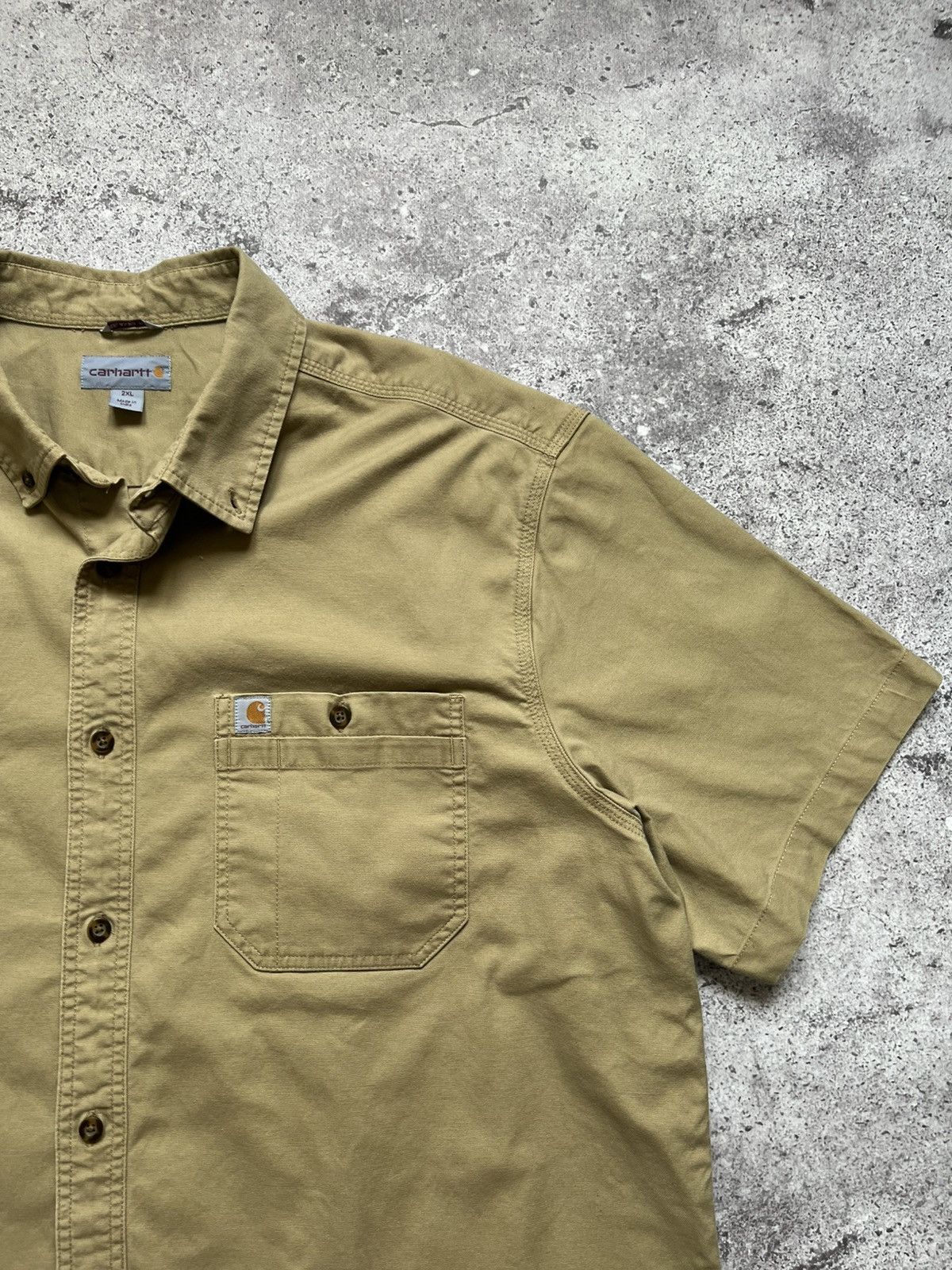 Carhartt × Vintage Vintage Carhartt Work Shirt Short Sleeve Beige Mens Size US XXL / EU 58 / 5 - 5 Thumbnail