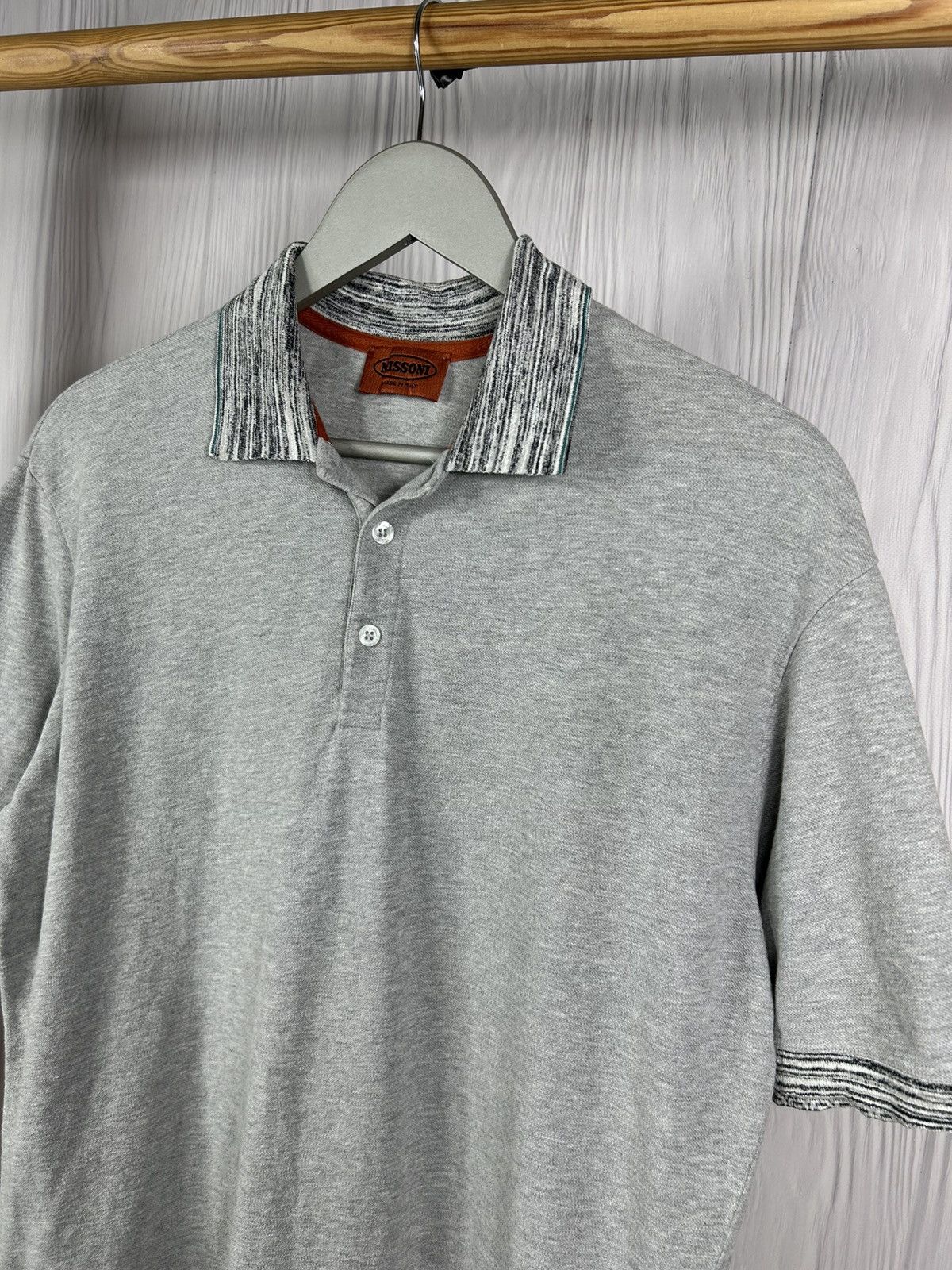 Missoni MISSONI Made In Italy Gray Polo Shirt 100% Cotton Size Size US L / EU 52-54 / 3 - 3 Thumbnail