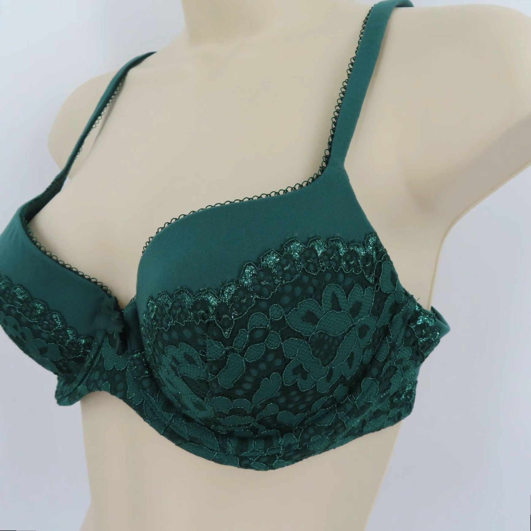 Victoria's Secret Victoria's Secret Body By Victoria Lined Demi Bra 32D Green Underwire Bow Size ONE SIZE - 4 Thumbnail
