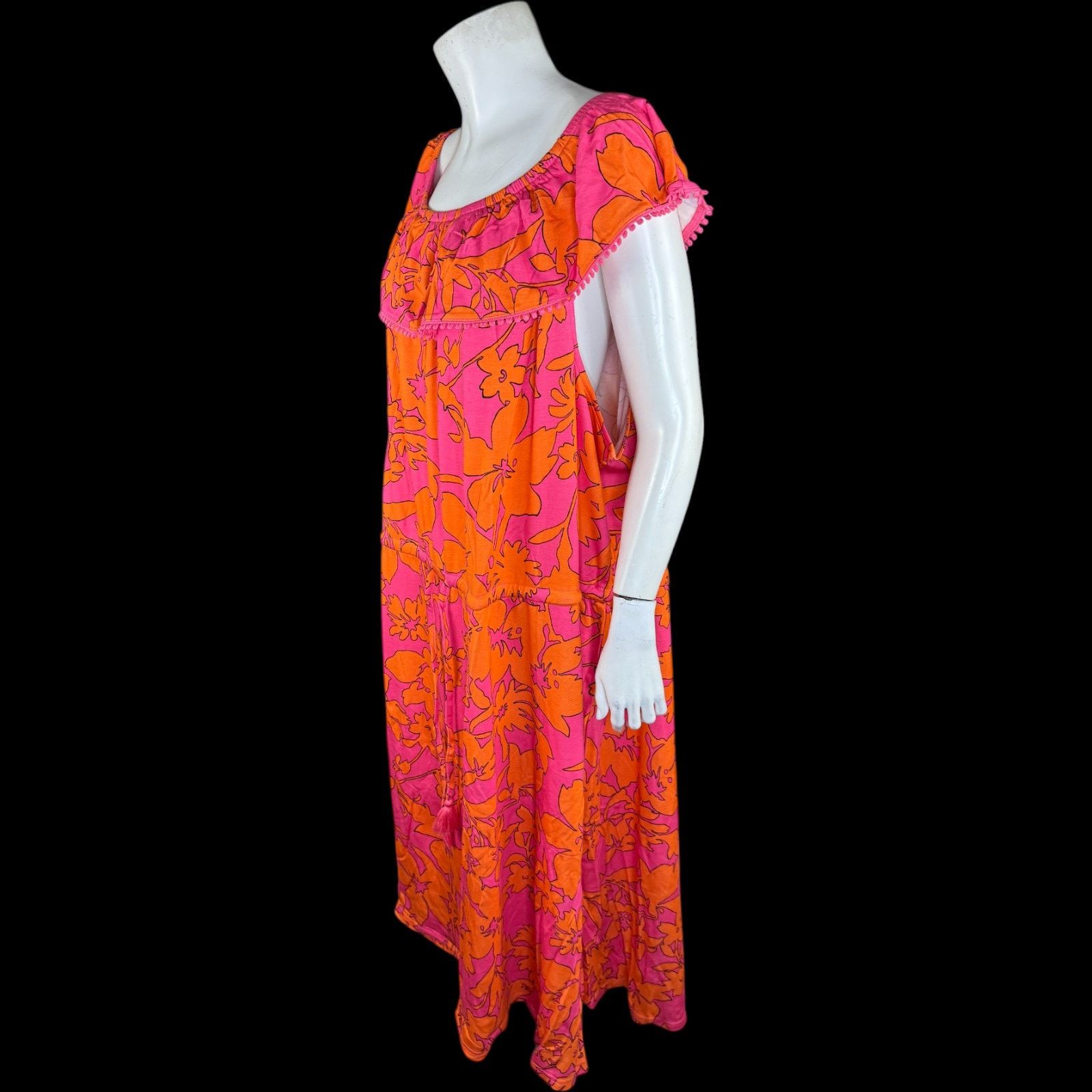 Isaac Mizrahi Isaac Mizrahi Live! Printed Off the Shoulder Dress Pink 2X Size XXL / US 16-18 / IT 52-54 - 5 Thumbnail