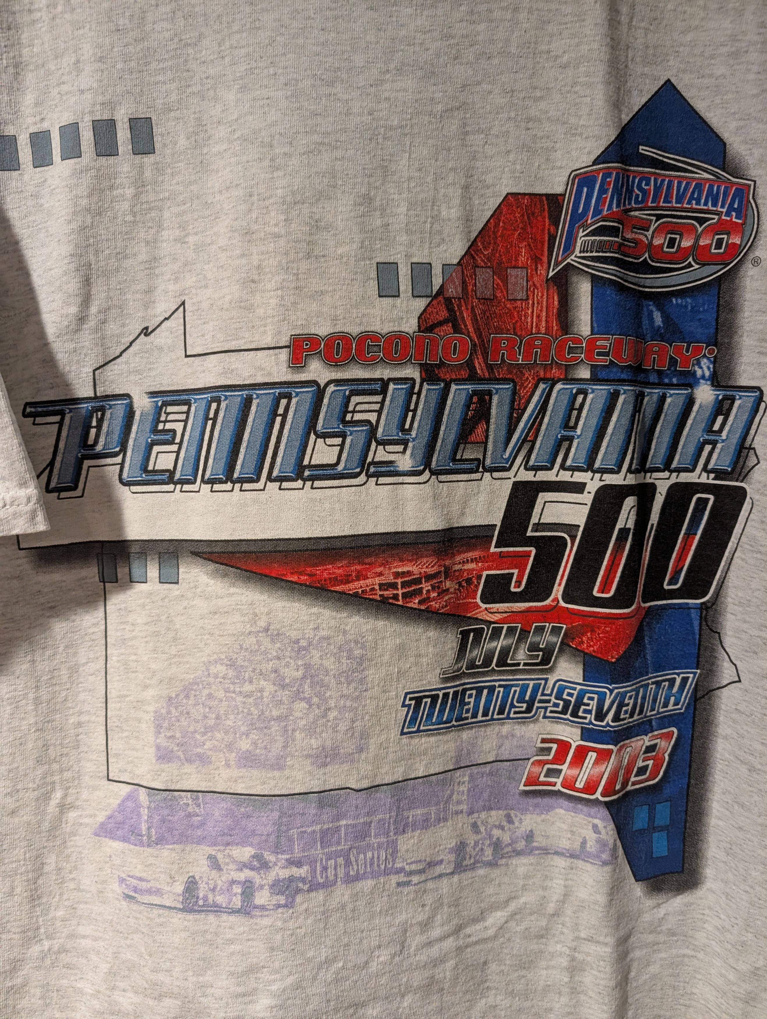 NASCAR Vintage 2003 Pennsylvania 500 Pocono Raceway NASCAR T-Shirt Size US XL / EU 56 / 4 - 4 Thumbnail