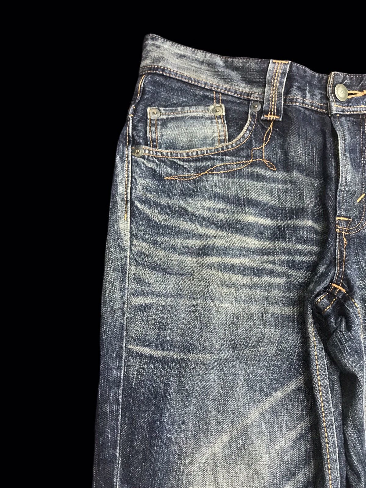 Edwin 💥FLARE💥SICK BUFFALO HEAD EDWIN FLARE DISTRESSED DENIM F203 Size US 33 - 4 Thumbnail
