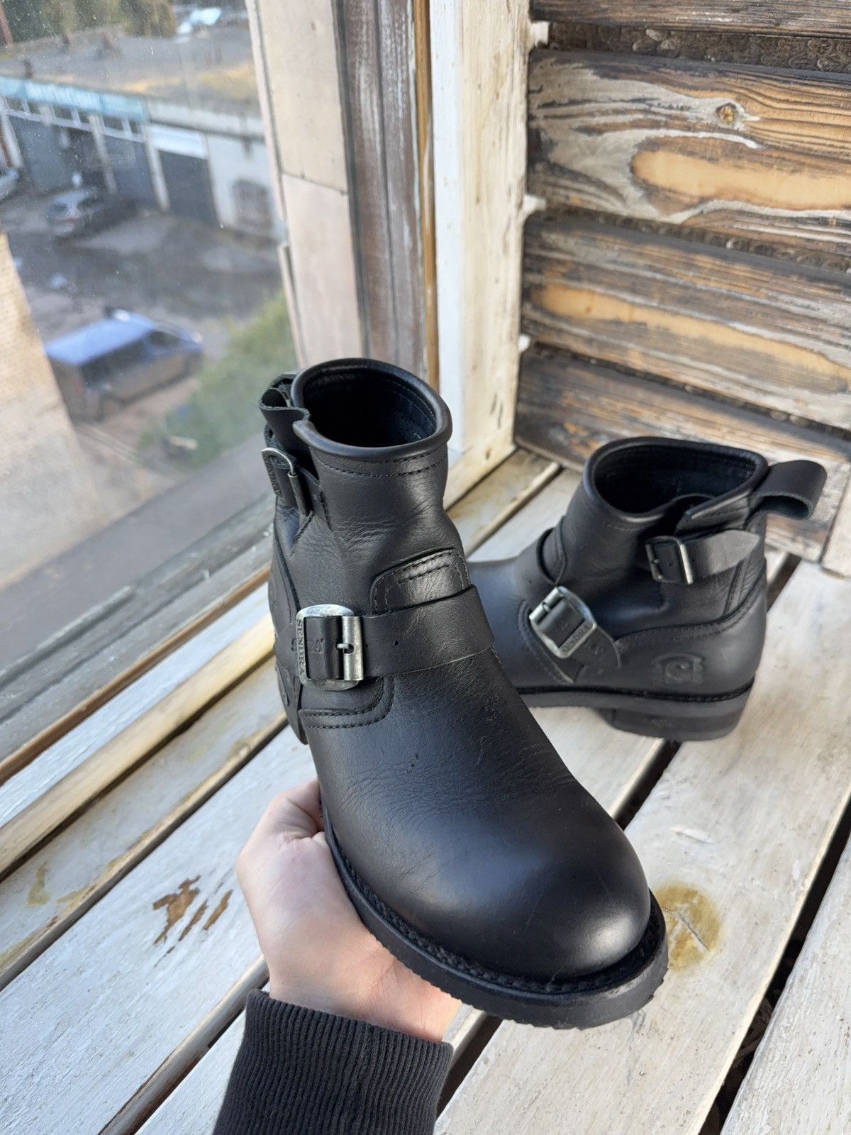Sendra Sendra 7998 Biker Engineer Boots Black Leather Spain Size US 7 / EU 40 - 2 Thumbnail