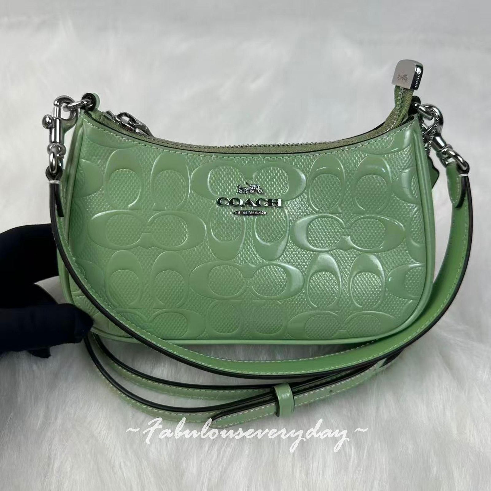 Coach Coach Teri Mini Crossbody Sig Leather Heart Charm Pale Green Size ONE SIZE - 2 Thumbnail