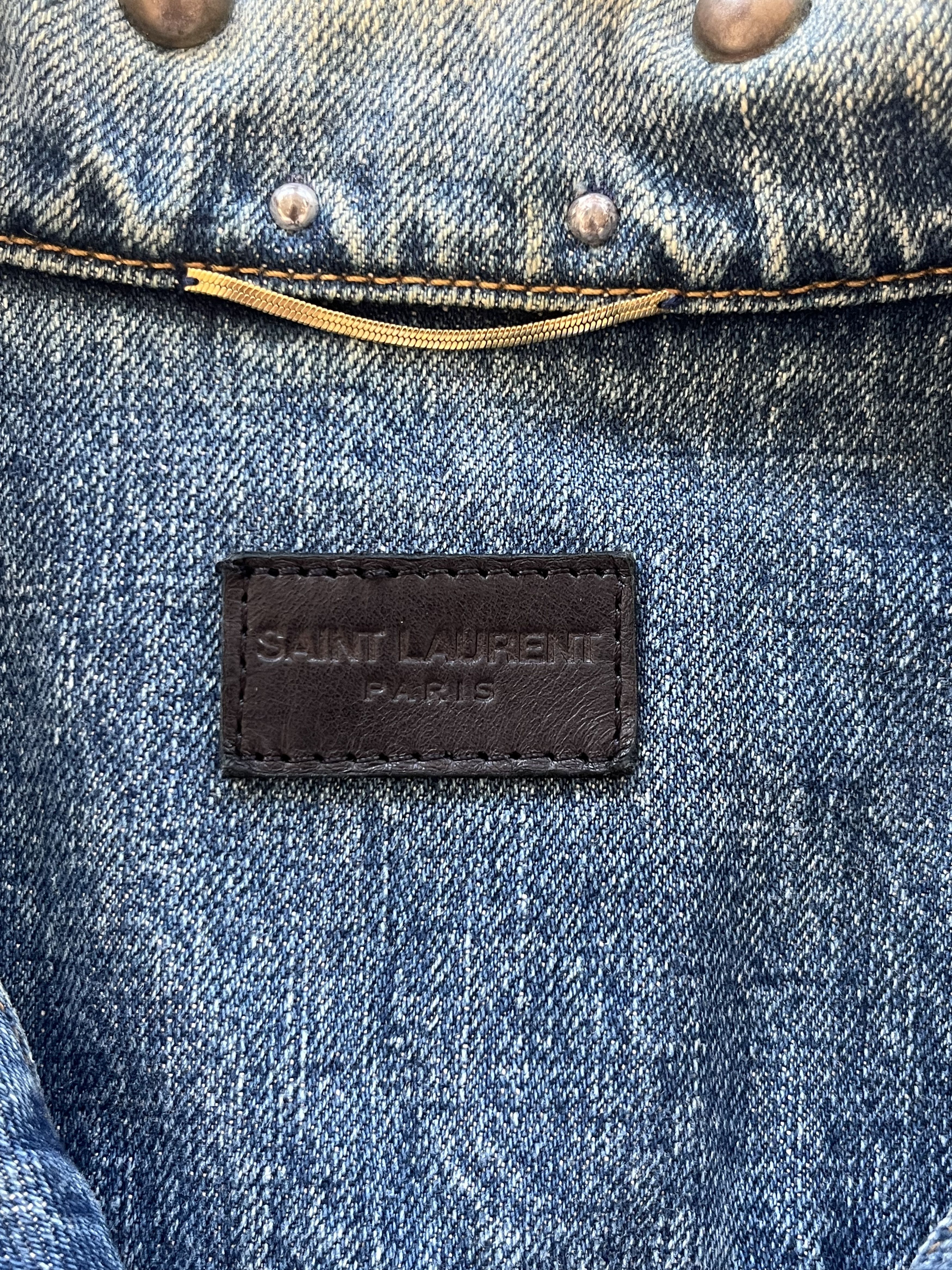 Hedi Slimane × Saint Laurent Paris SS16 Saint Laurent Studded Denim Vest Size L / US 10 / IT 46 - 4 Thumbnail