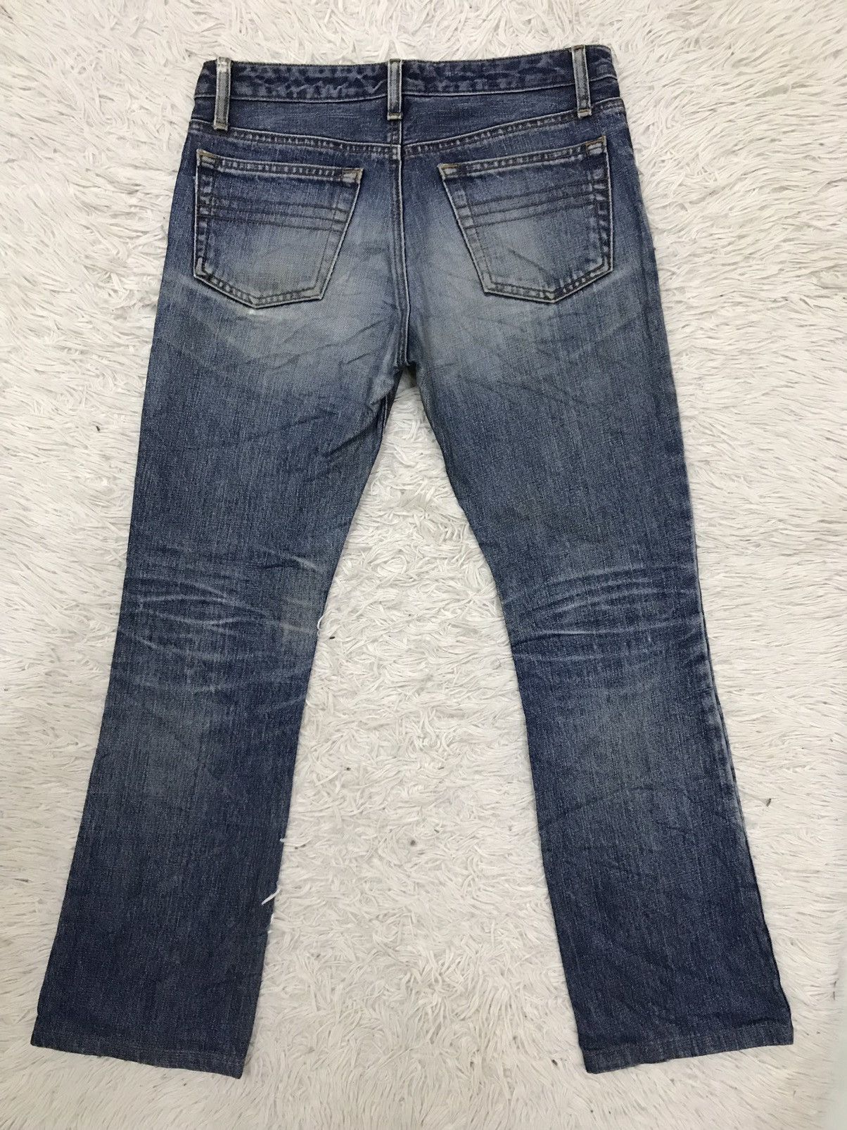 Designer 🔥Flare🔥 Vintage Alcali Distressed Denim Jeans Size US 29 - 2 Thumbnail