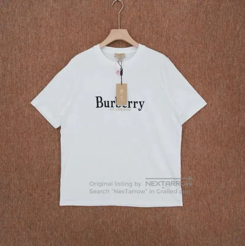 Burberry Burberry White Embroidered Logo Short Sleeve T. Size US L / EU 52-54 / 3 - 1 Thumbnail