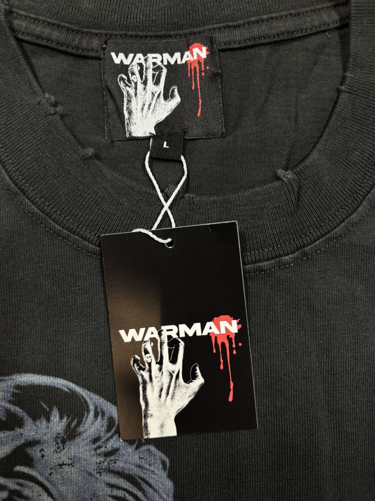 Vintage WARMAN RIDING GHOST GIRL GRAPHIC TEE, WASHED BLACK Size US L / EU 52-54 / 3 - 6 Thumbnail