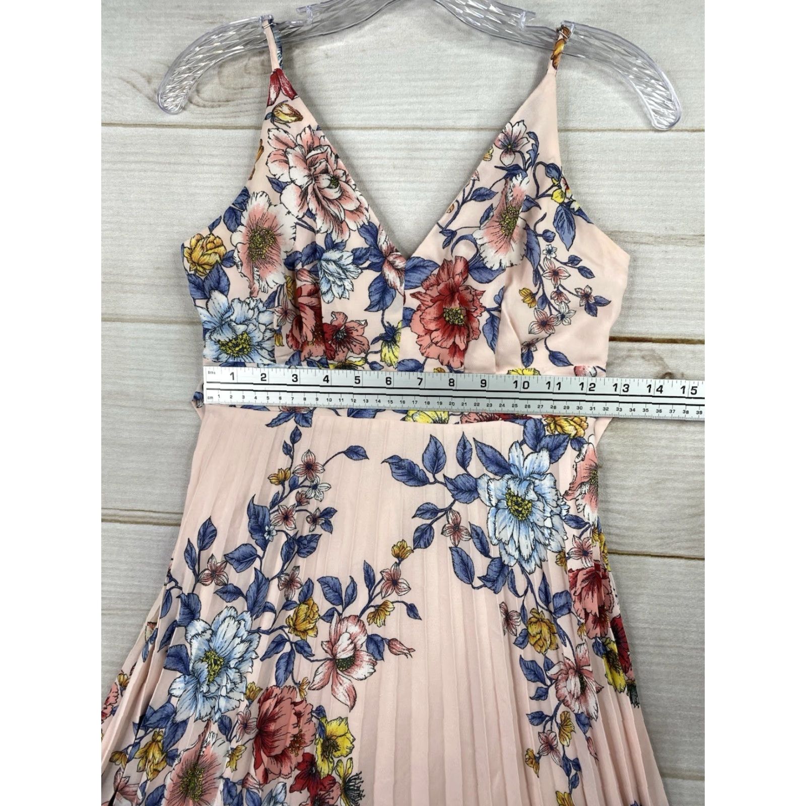 Vintage VINTAGE Thirty/Thirty LA Dress Shirt Womens S Pink Floral Pleated A-Line Sleeveless V-Neck Midi 90s Event Party Wedding Flower Size S / US 4 / IT 40 - 3 Thumbnail