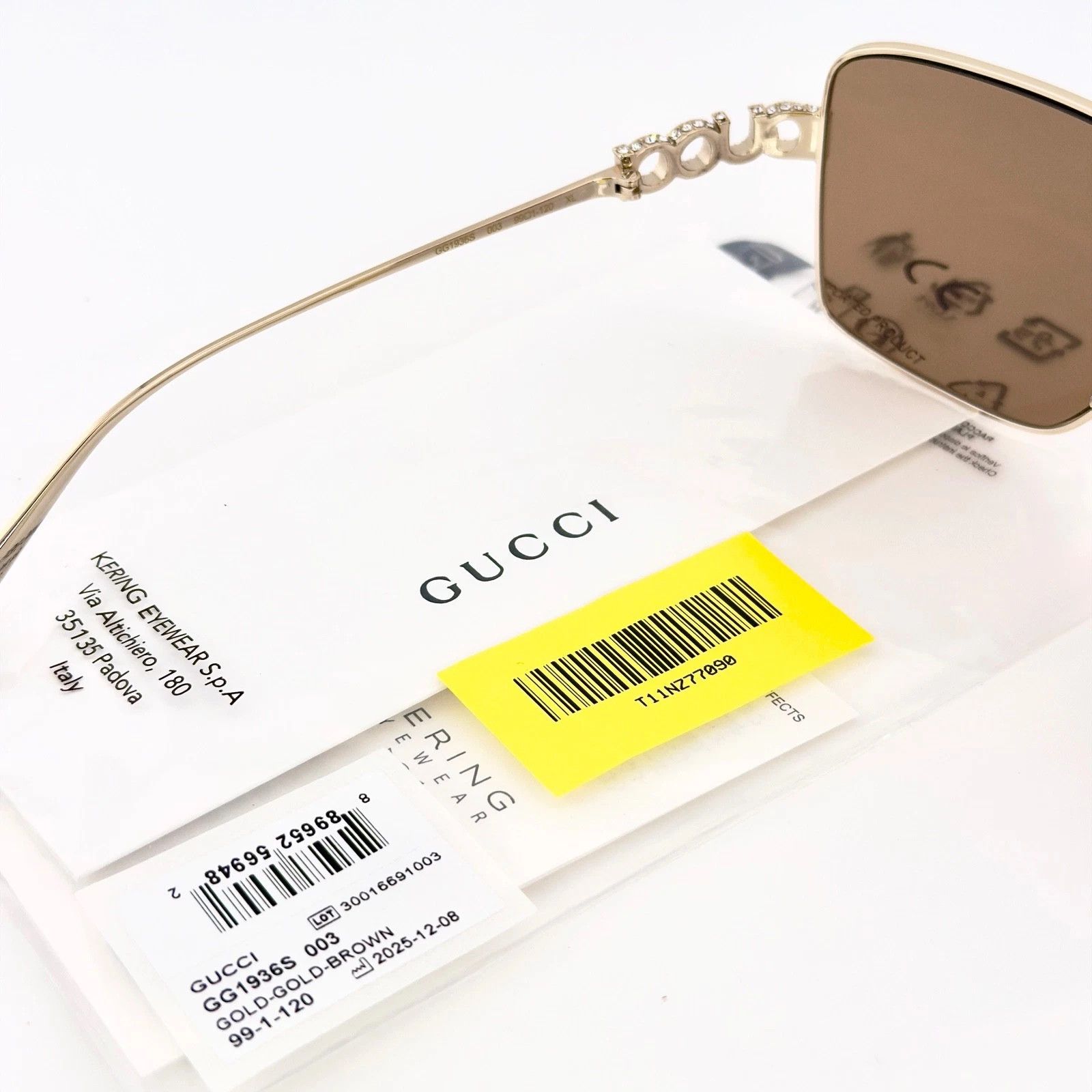 Gucci GUCCI 1936 Gg1936S Gold Brown Crystal Logo Unisex Metal 003 Size ONE SIZE - 6 Thumbnail