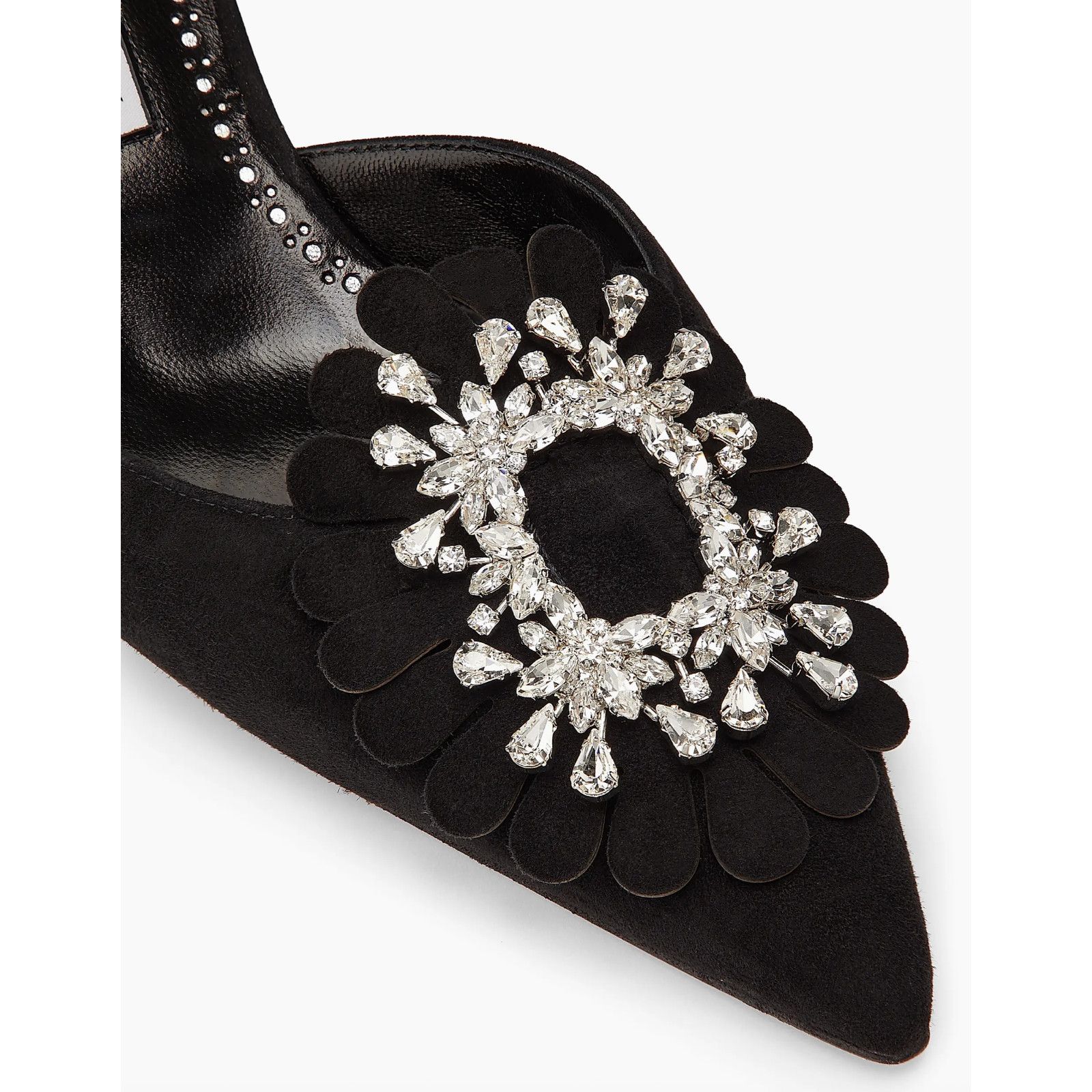 Manolo Blahnik Manolo Blahnik Shogmu 50 Black Suede Jewel Crystal Kitten Size US 7 / IT 37 - 10 Thumbnail