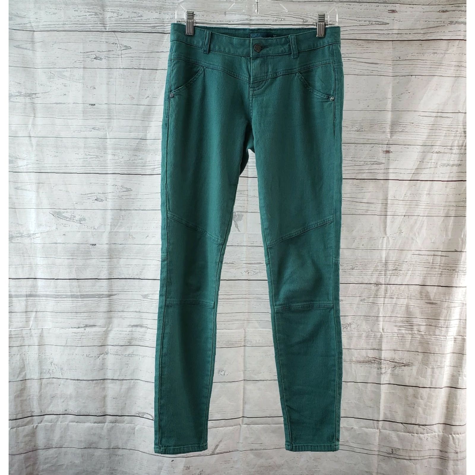 Prana Prana Womens Skinny Jeans Sz 2 Green Teal Stripes Low Rise Cotton Blend Jeans Size 26" / US 2 / IT 38 - 2 Thumbnail