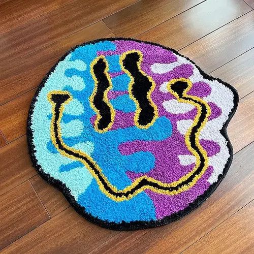 Designer Handmade Smile Face Colorful Custom Carpet Rug Size ONE SIZE - 1 Thumbnail
