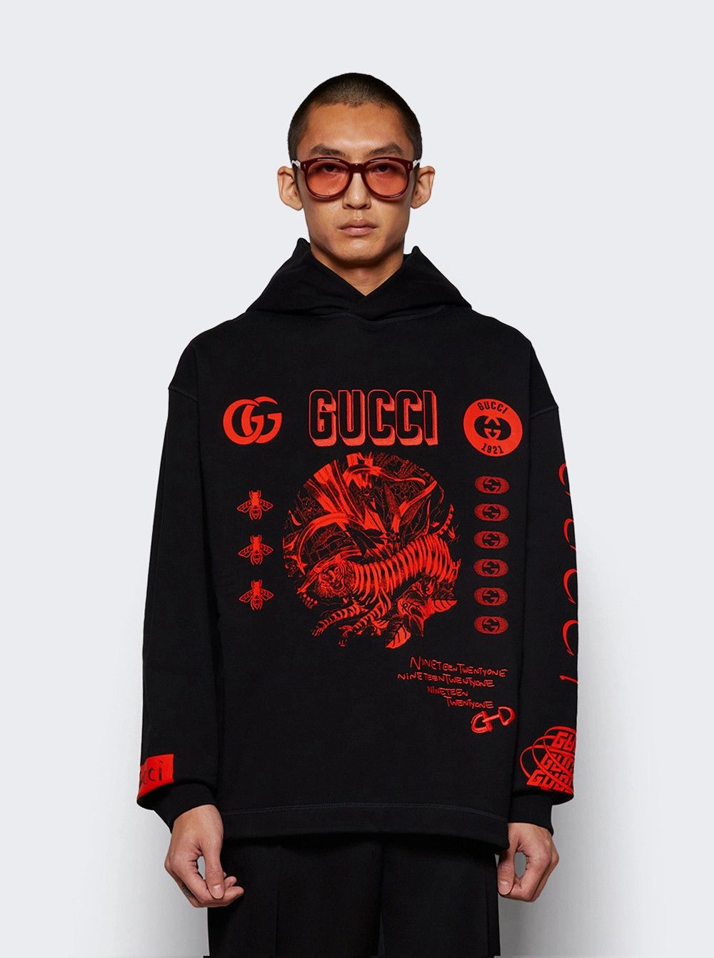 Gucci o1loc1c1225 784414 Symbols Hooded Sweatshirt Black & Orange Size US M / EU 48-50 / 2 - 3 Thumbnail