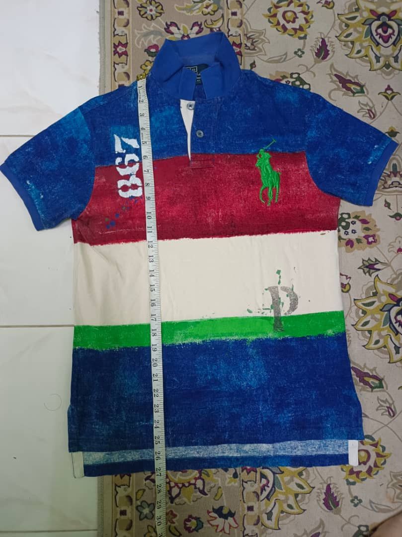 Polo Ralph Lauren × Vintage Vtg Painted Polo Ralph Lauren Custom Fit Big Pony Polo Tee Size US S / EU 44-46 / 1 - 1 Thumbnail