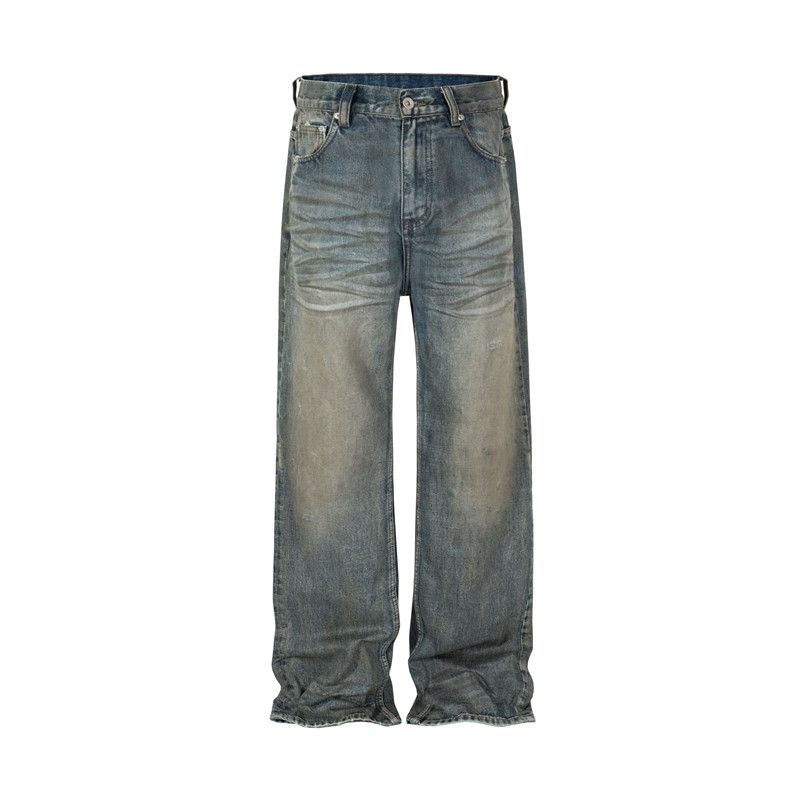 Japanese Brand × Jean Heavy Dirty Dye Scrub Destroyed Straight Loose Jeans Size US 32 / EU 48 - 3 Thumbnail