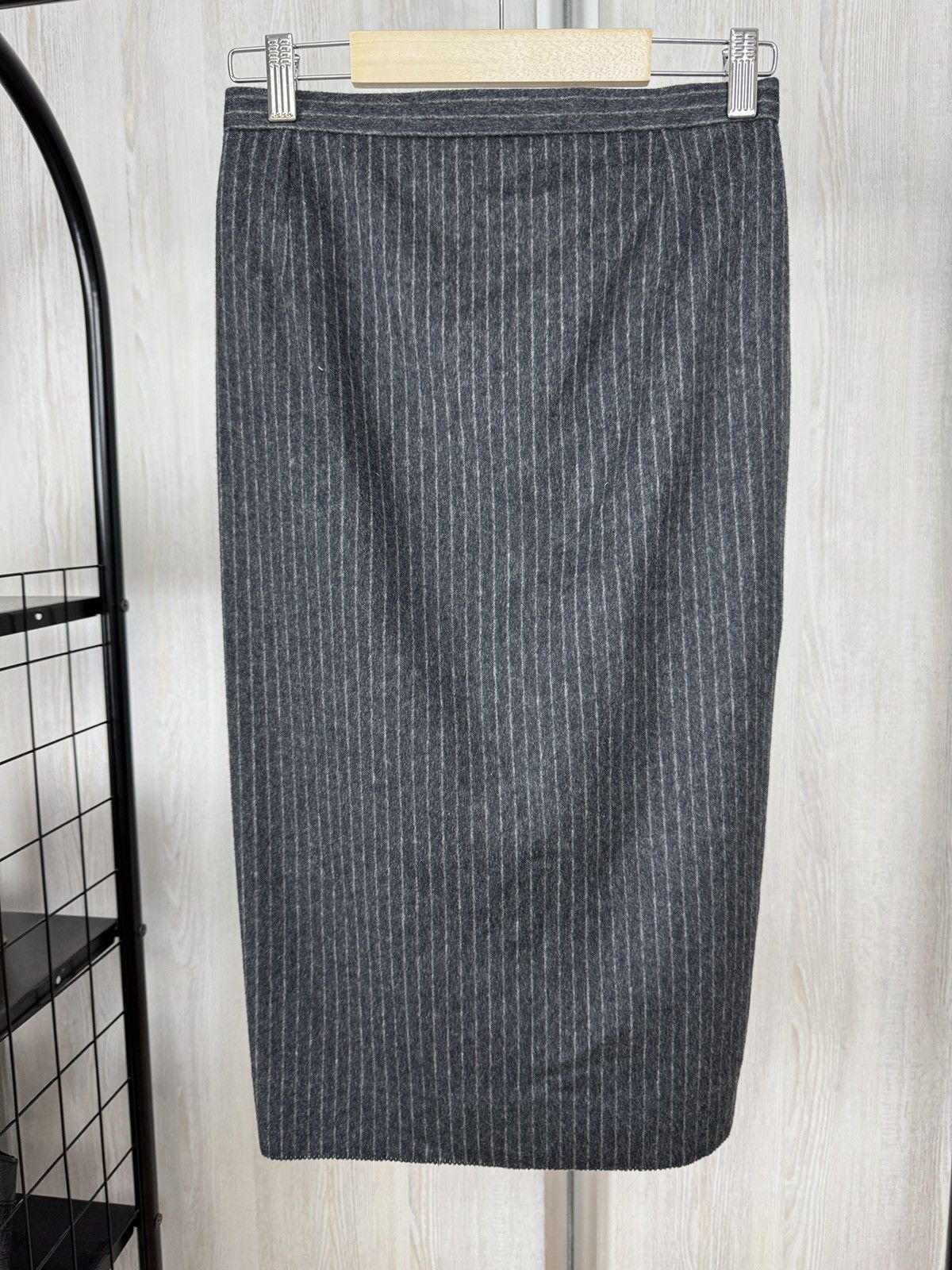 Vintage × Yves Saint Laurent 90s Vintage Yves Saint Laurent Variation Striped Wool Skirt Size 28" / US 6 / IT 42 - 2 Thumbnail