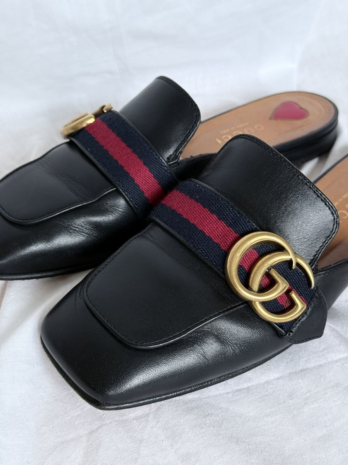 Designer × Gucci Gucci Peyton GG Web Mules Size US 5 / IT 35 - 6 Thumbnail
