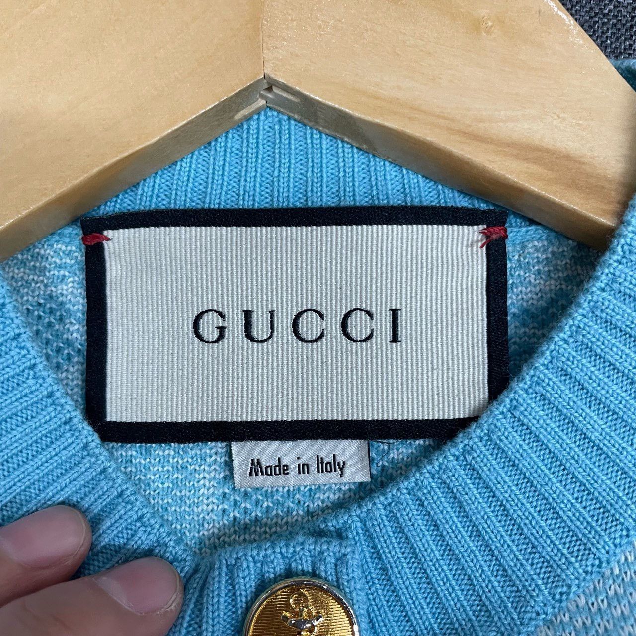 Gucci Gucci Blue full-print gold button cardigan sweater 2501-Nex Size US XS / EU 42 / 0 - 4 Thumbnail