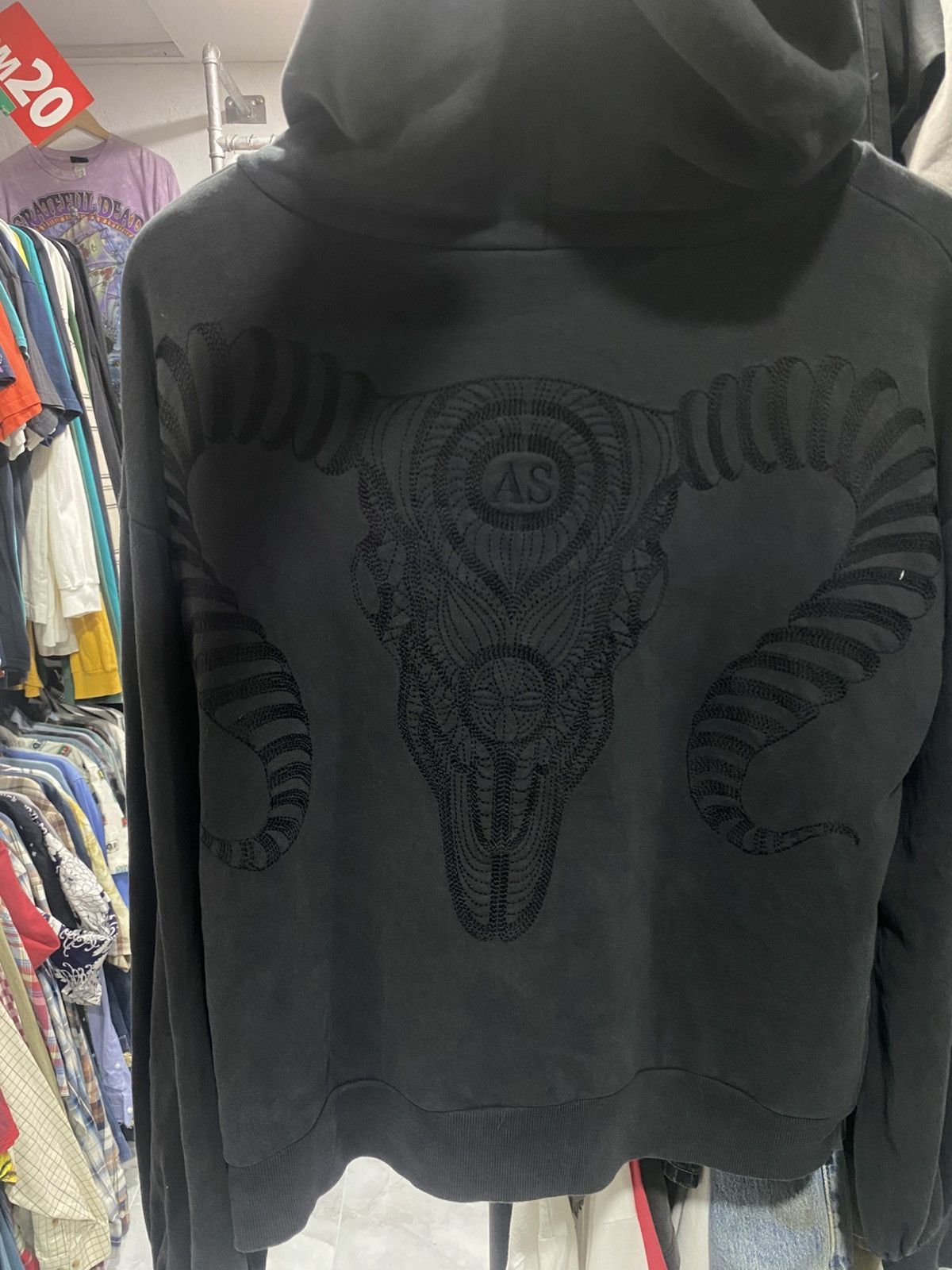 Allsaints Vintage AllSaints Cornu Hoodie in Black with a Washed-Effect Size US S / EU 44-46 / 1 - 2 Thumbnail