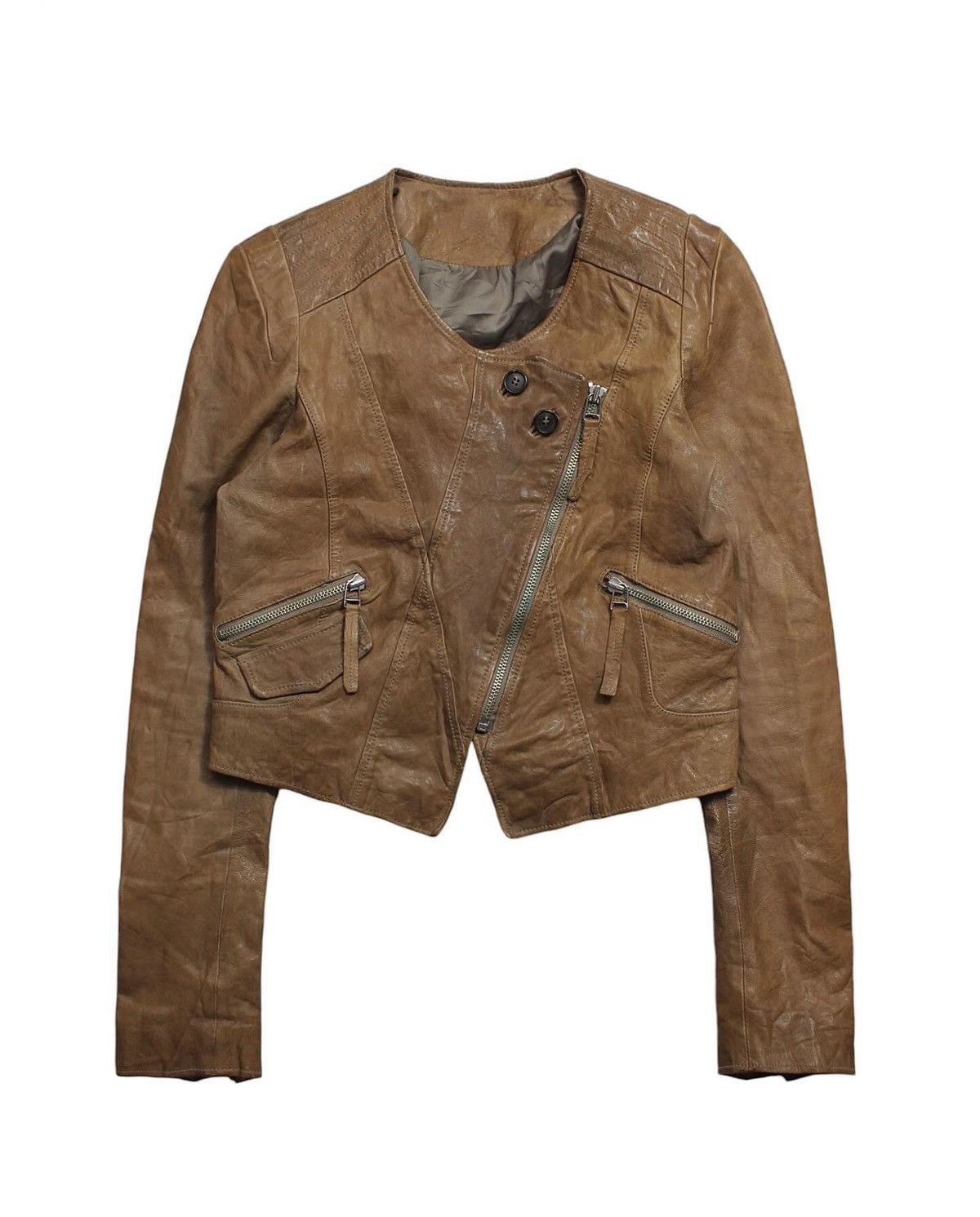 Vintage 2000S JAPANESE MADE LAMBSKINS LEATHER JACKET Size M / US 6-8 / IT 42-44 - 2 Thumbnail