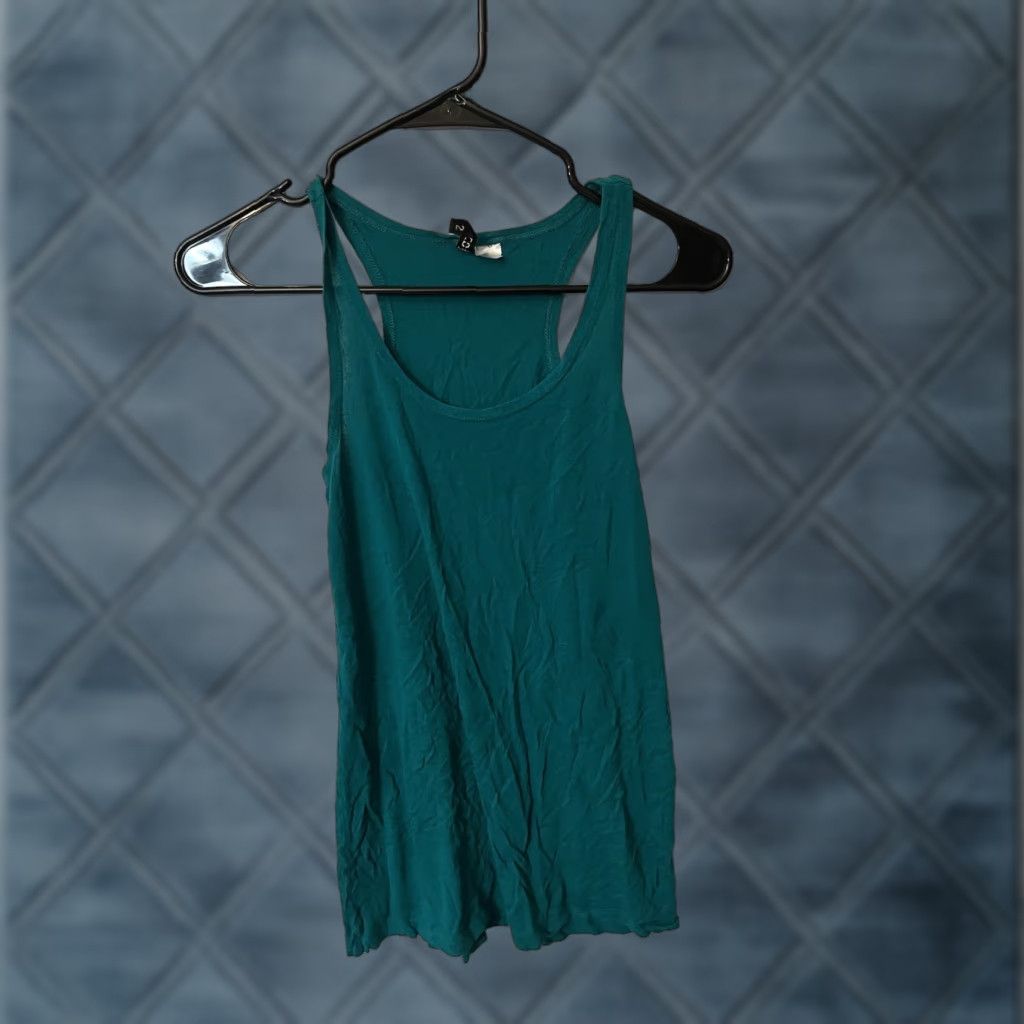 H&M VINTAGE H&M Women's Tank Top Size 2 Sleeveless Cotton Modal Teal Solid 80s Size XS / US 0-2 / IT 36-38 - 1 Thumbnail