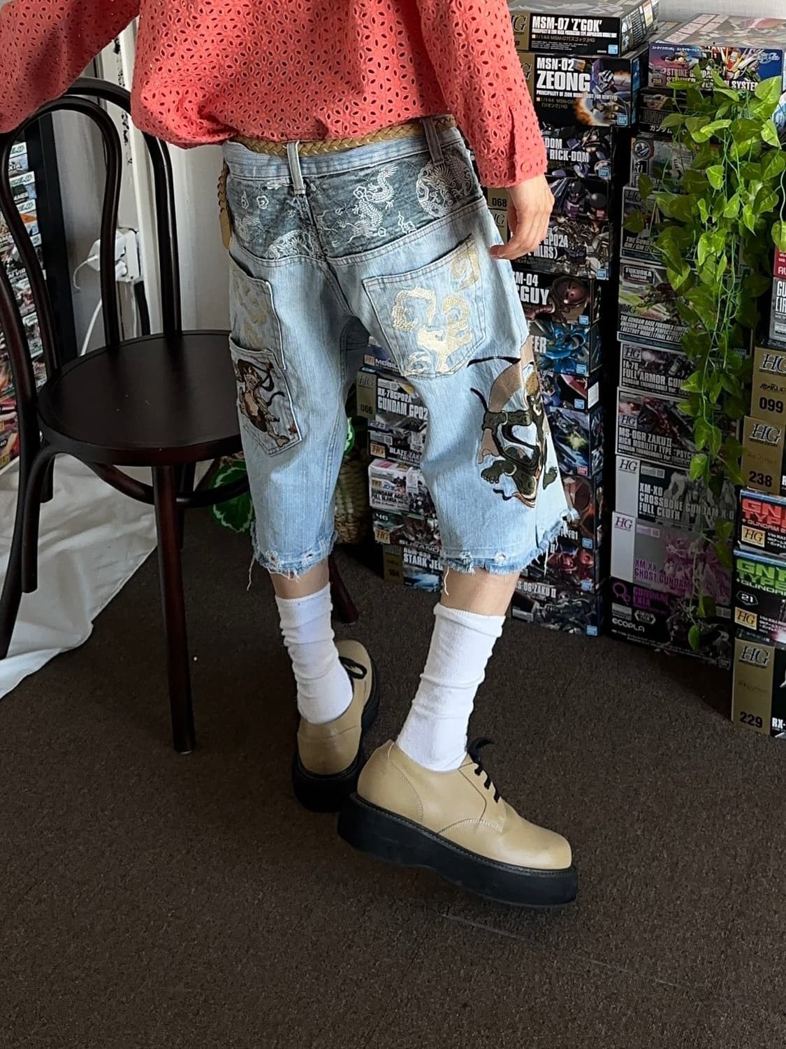 Denim & Co. × Japanese Brand Sukajan embroidery denim shorts pants Size US 36 / EU 52 - 1 Thumbnail
