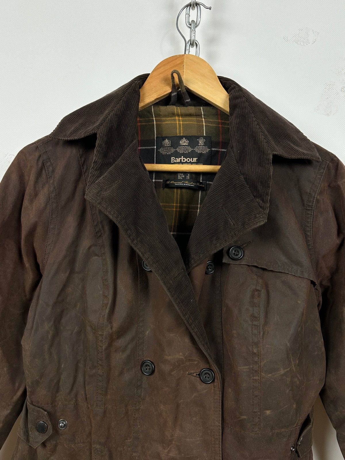 Barbour Double Breasted Brown Waxed Coat Jacket