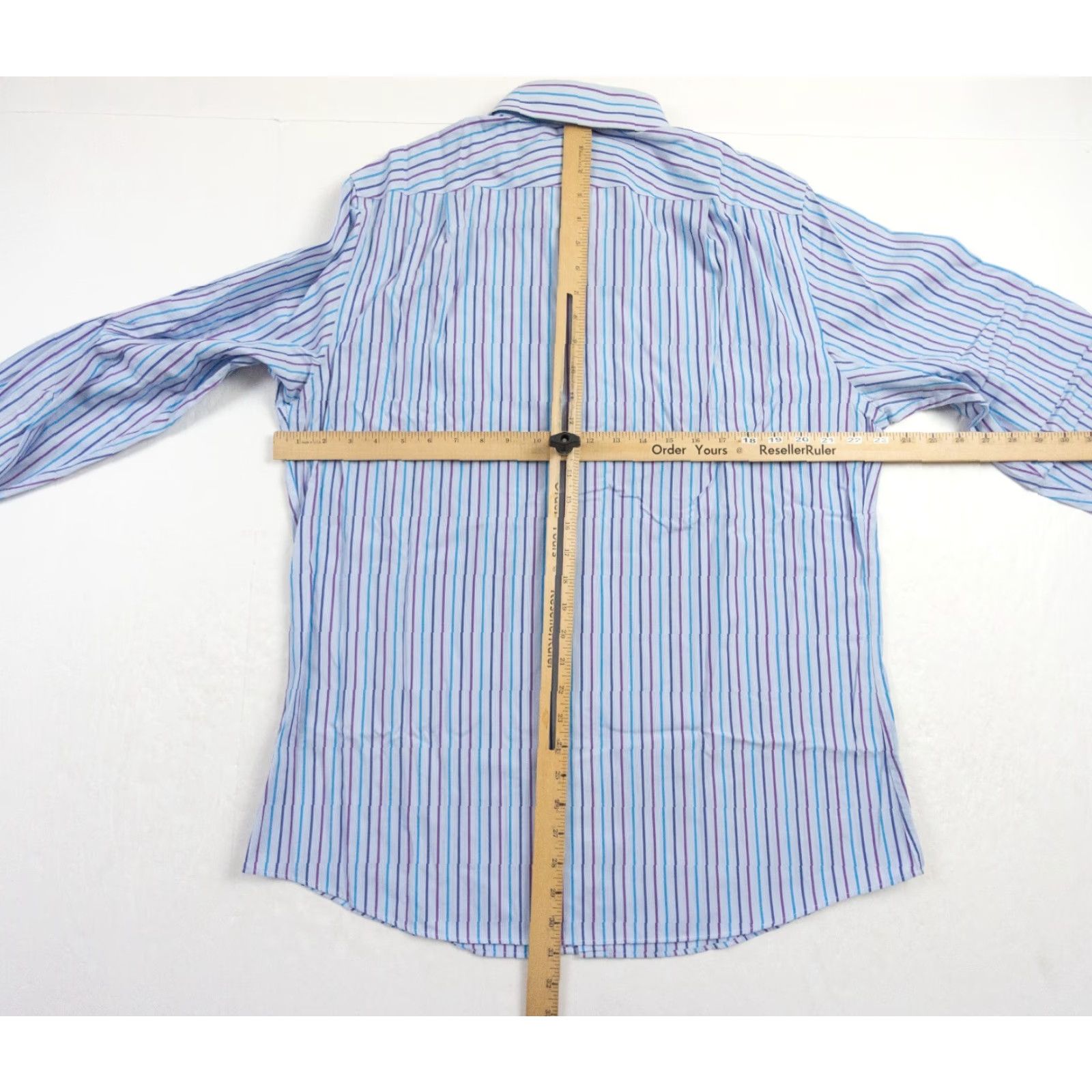 Charles Tyrwhitt Charles Tyrwhitt Shirt Mens 17 / 35 Blue Button Up Striped Non Iron Slim Fit Size US XL / EU 56 / 4 - 7 Thumbnail