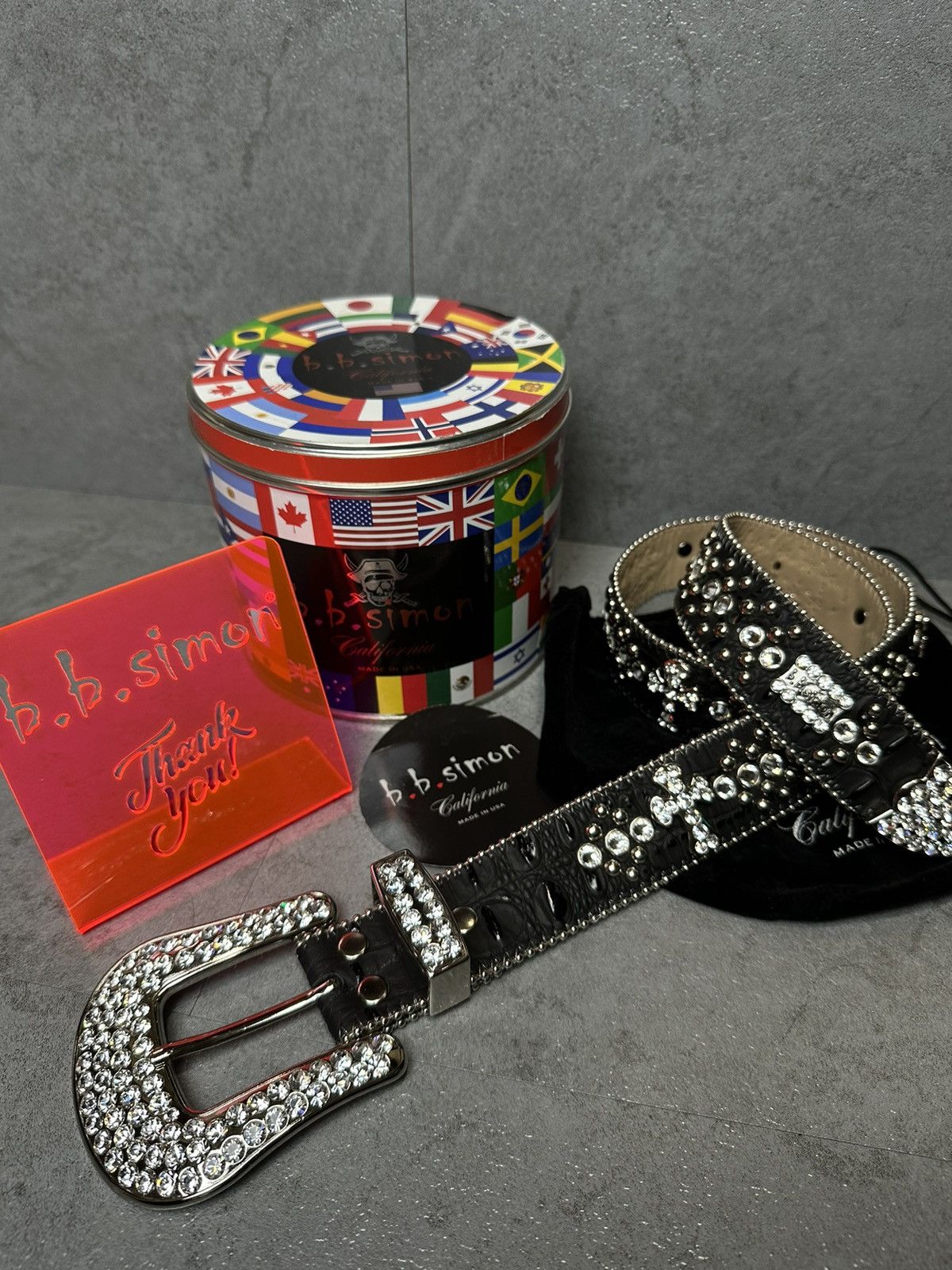 B.B. Simon BB Simon Swarovski Cross Belt Size 32 - 2 Thumbnail